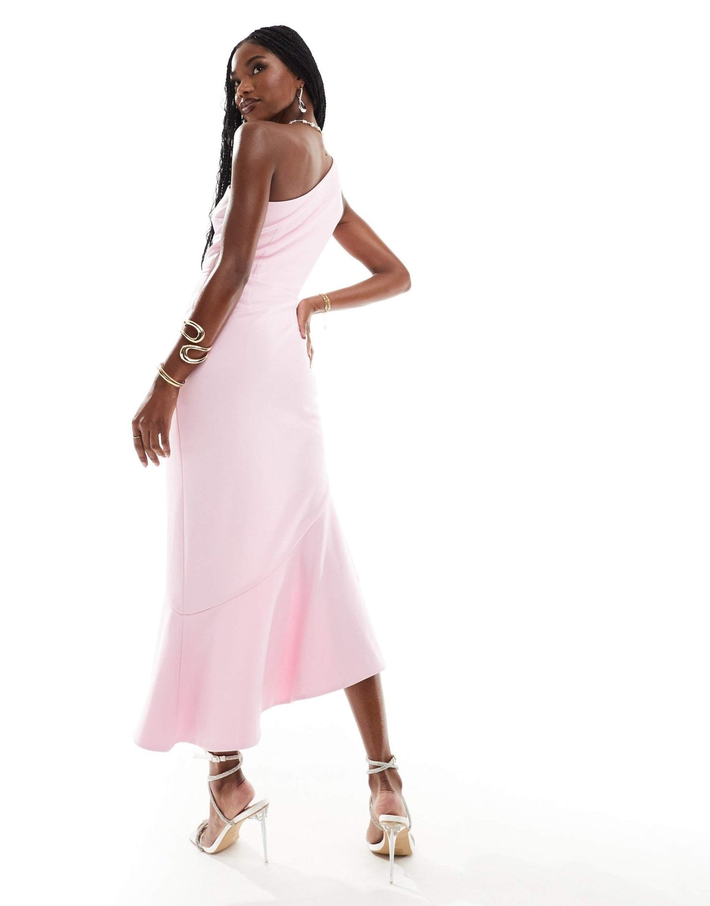 True Violet one shoulder midi dress in pink - ASOS Sample Sale