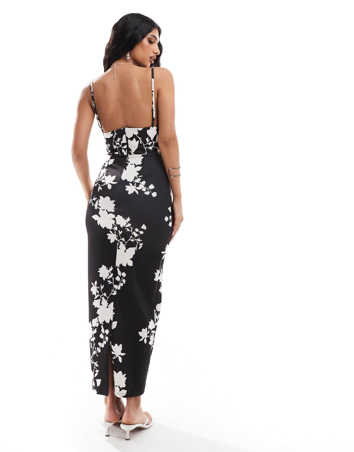 True Violet plunge neck cami maxi dress in mono print - ASOS Sample Sale