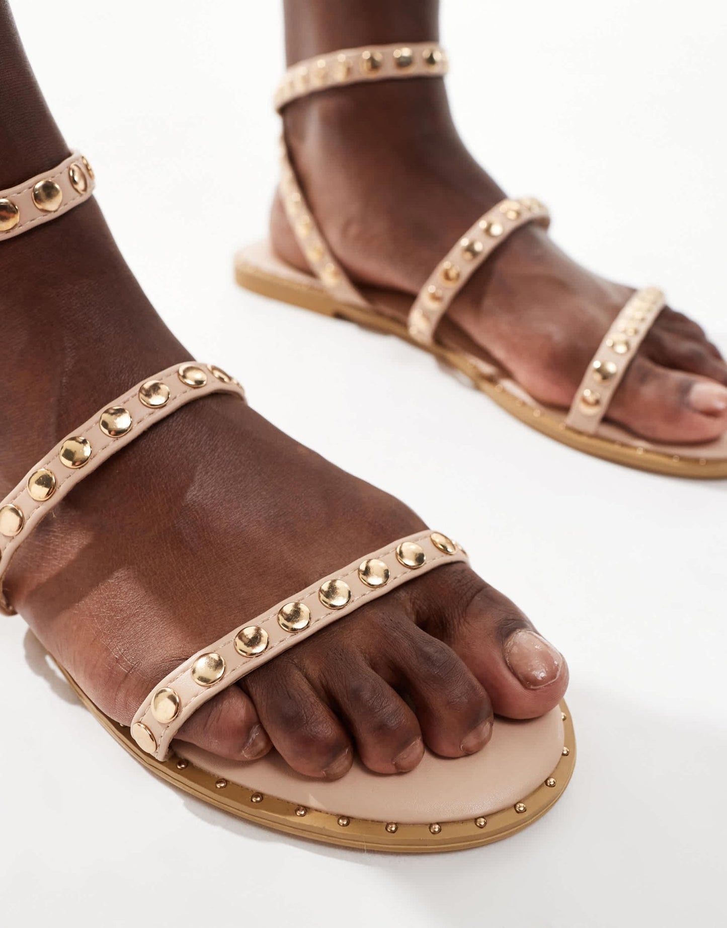 Truffle Collection studded strappy sandals in beige - ASOS Sample Sale