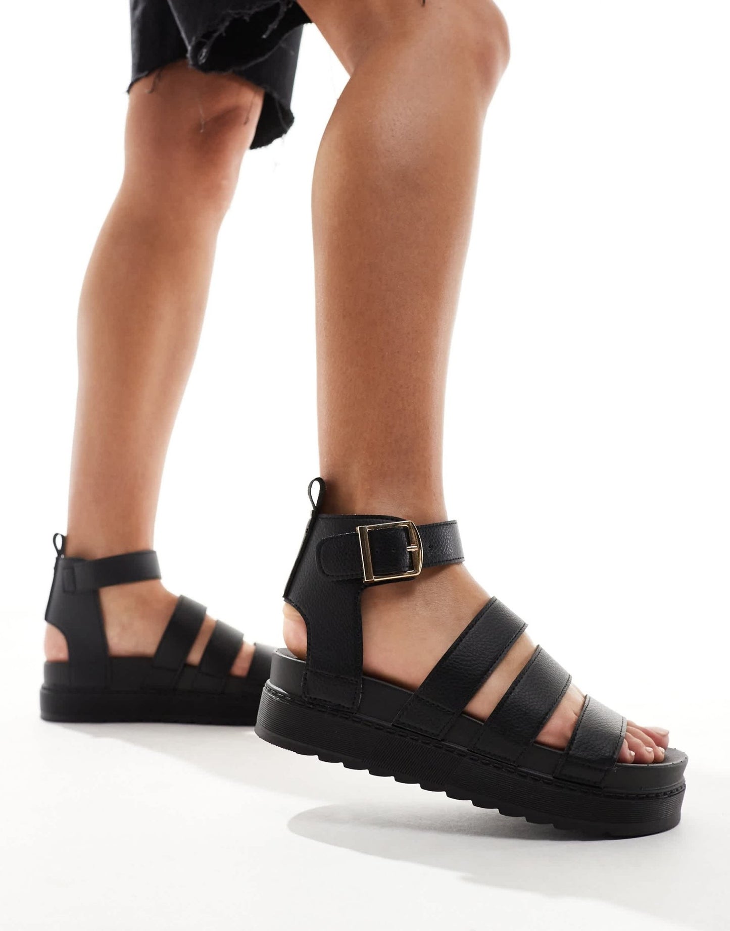 Truffle Collection wide strap sandals in black - ASOS Sample Sale