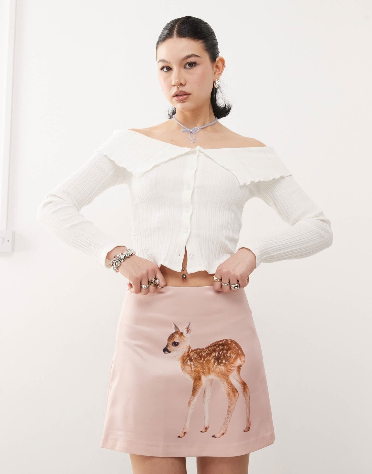 Tyler McGillivary fawn motif a - line mini skirt in pink - ASOS Sample Sale