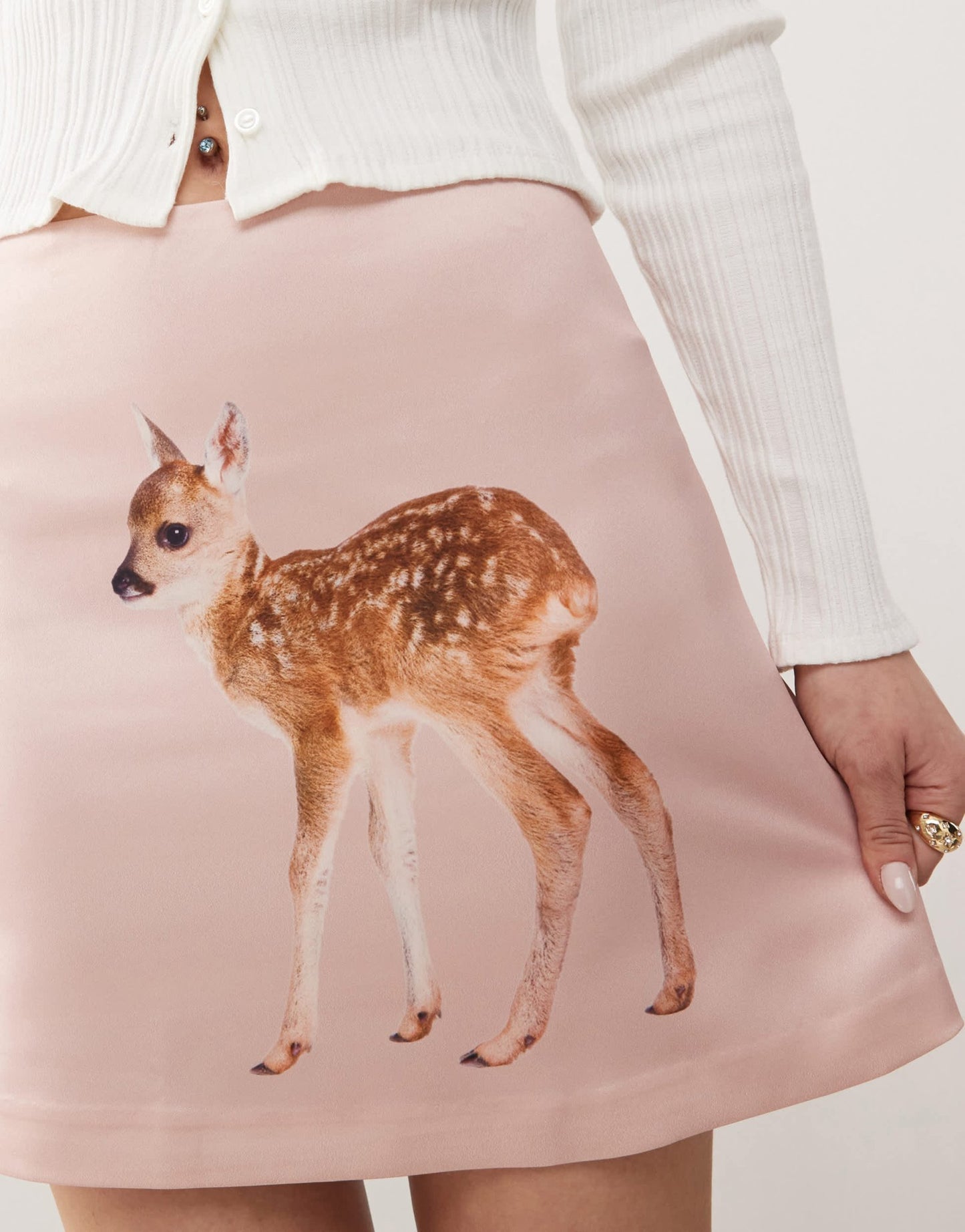 Tyler McGillivary fawn motif a - line mini skirt in pink - ASOS Sample Sale