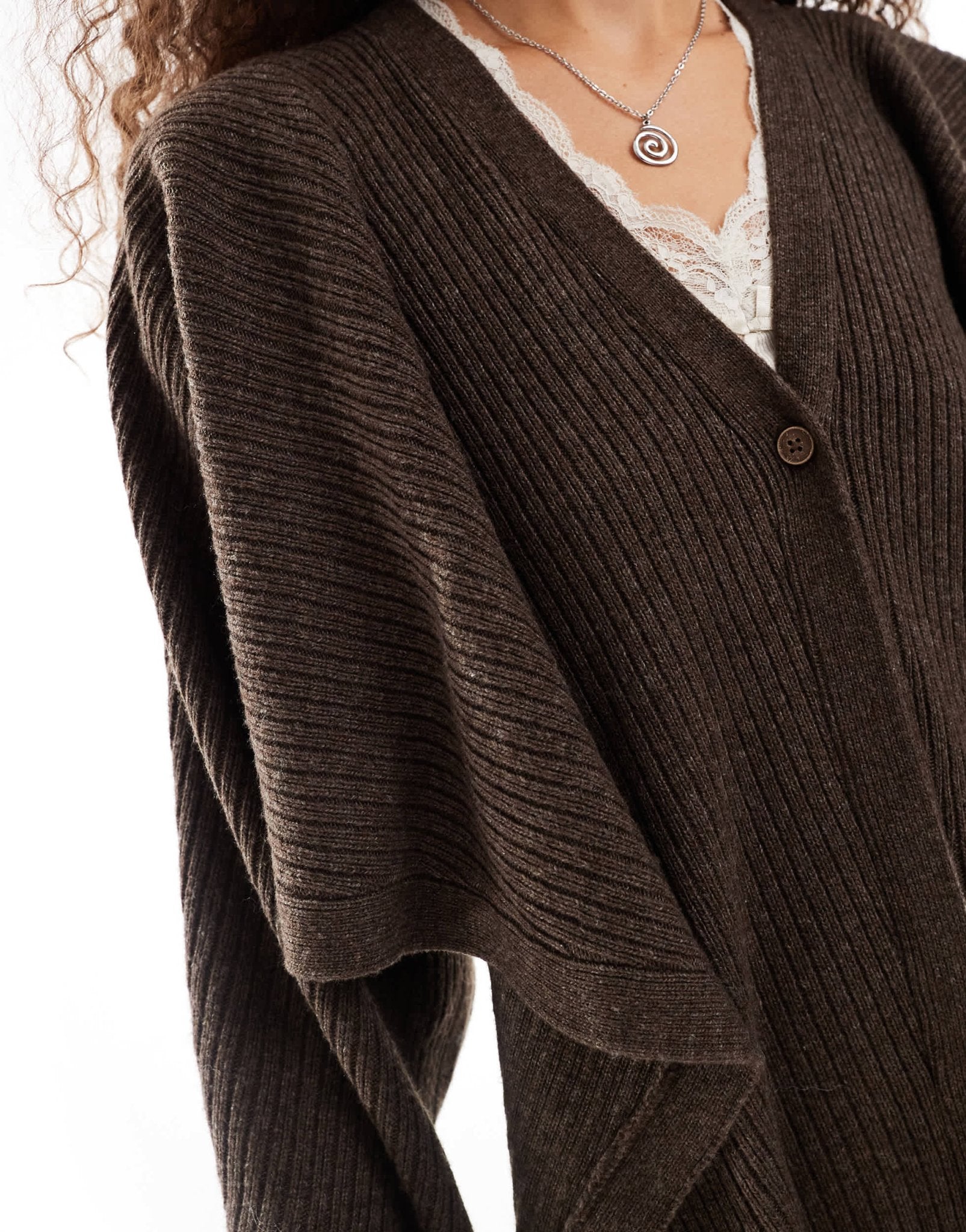 Urban Revivo drape effect cardigan in brown - ASOS Sample Sale