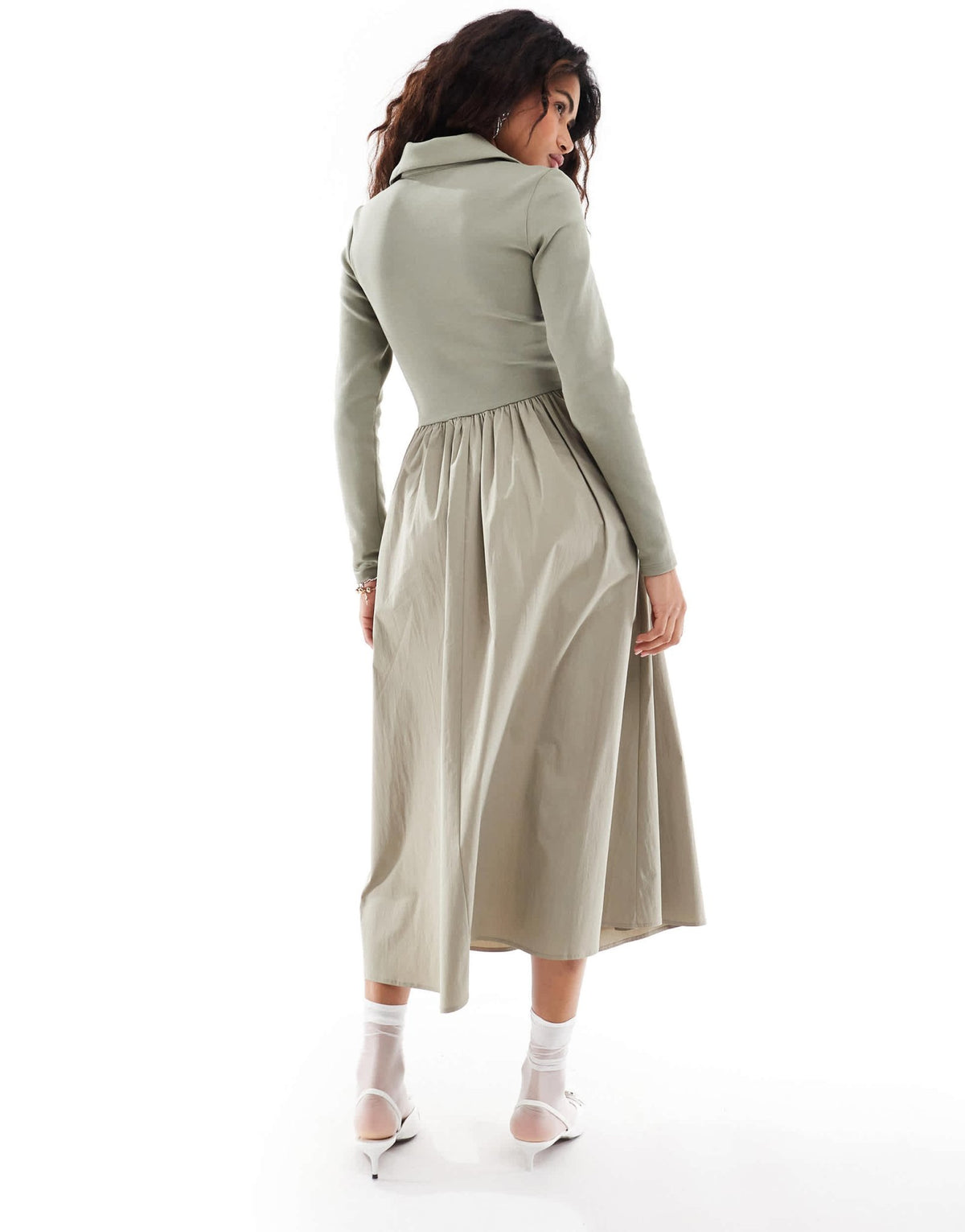 Urban Revivo half zip collar detail midaxi dress in taupe - ASOS Sample Sale