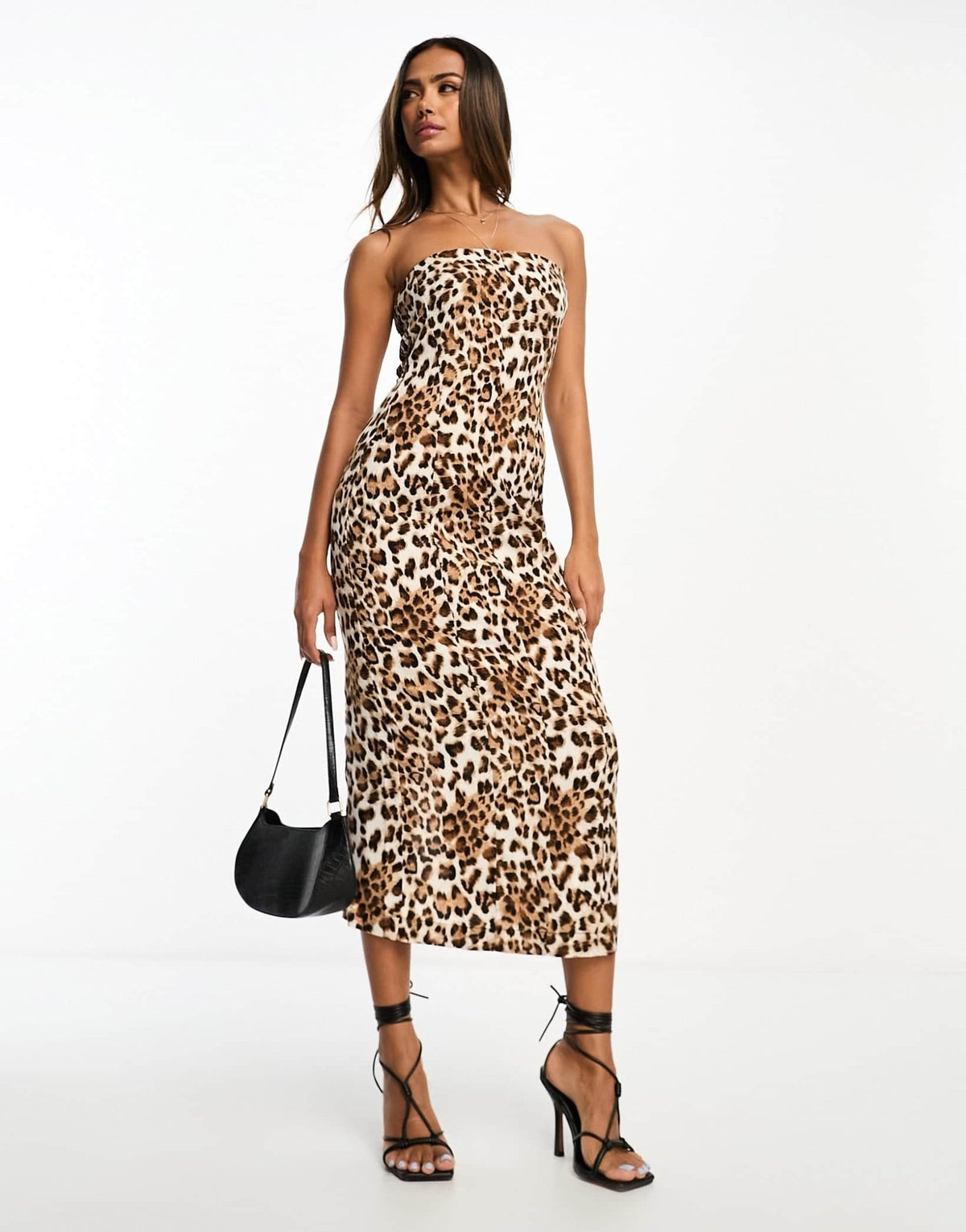 Urban Revivo leopard print bandeau midaxi dress in multi - ASOS Sample Sale