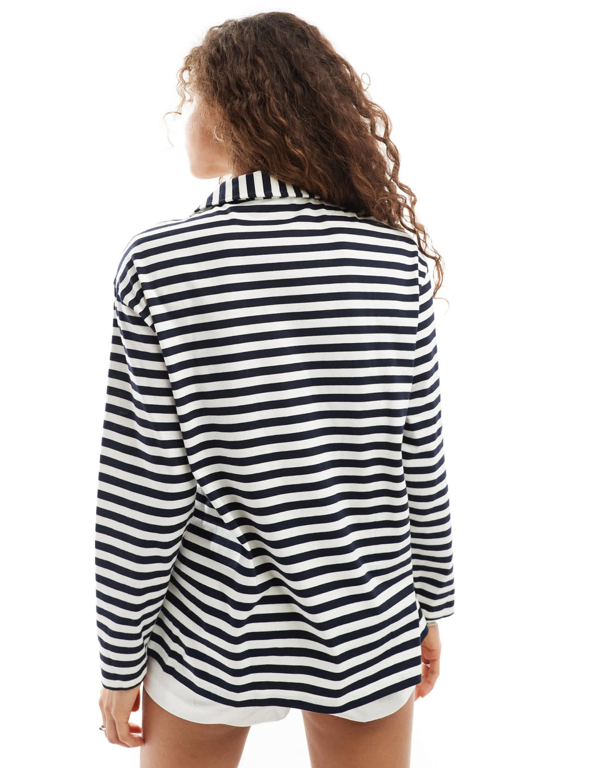 Urban Revivo tie detail relaxed striped sweater in blue and white - ASOS Sample Sale