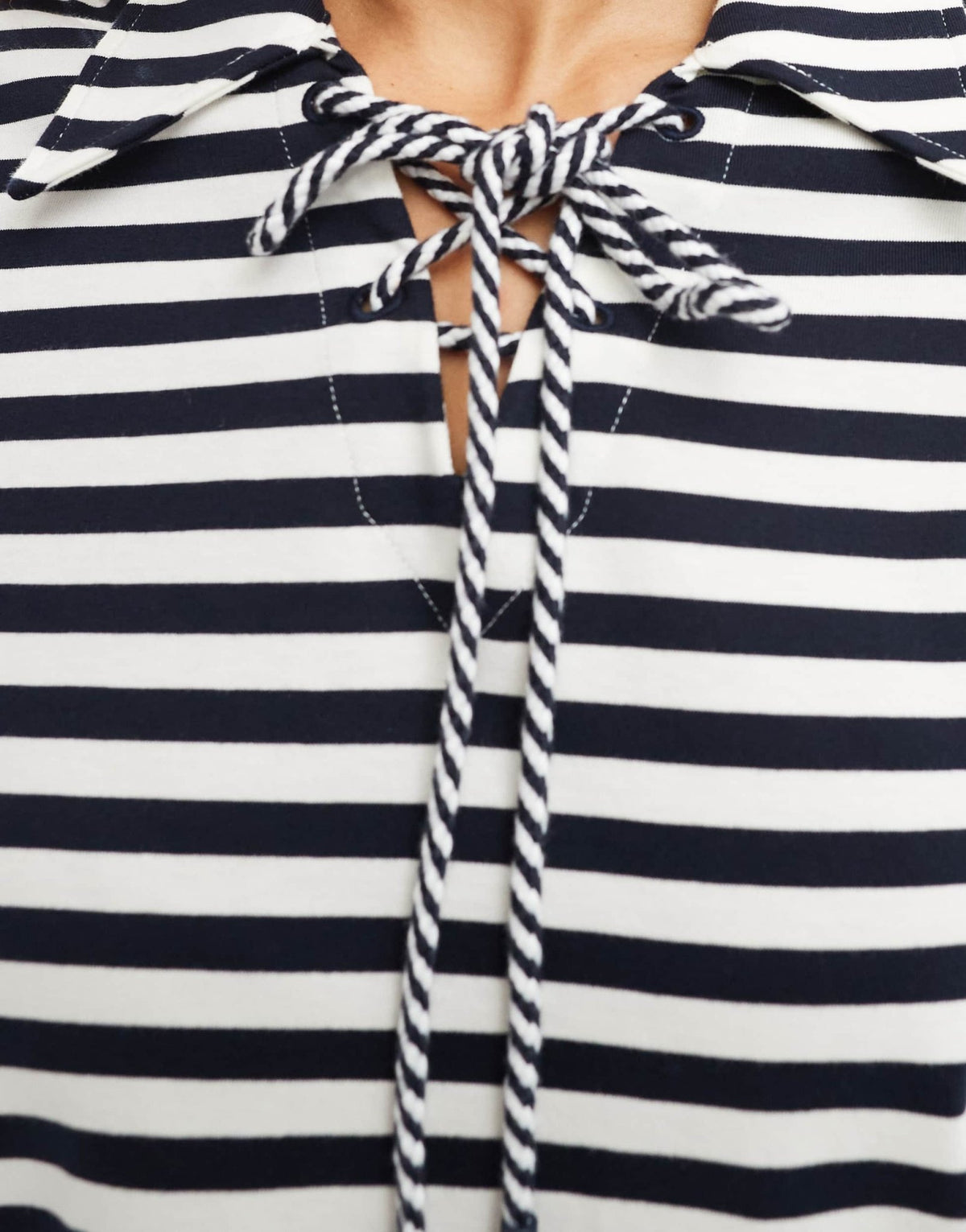 Urban Revivo tie detail relaxed striped sweater in blue and white - ASOS Sample Sale