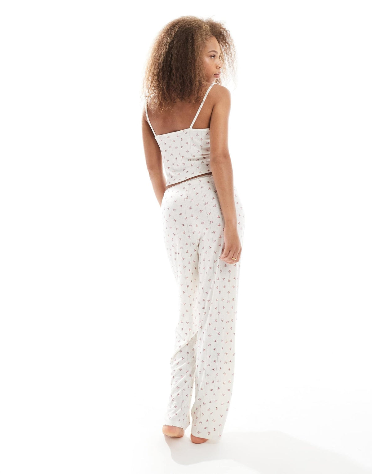 Urban Threads bow printed pointelle pyjama trouser in beige - ASOS Sample Sale