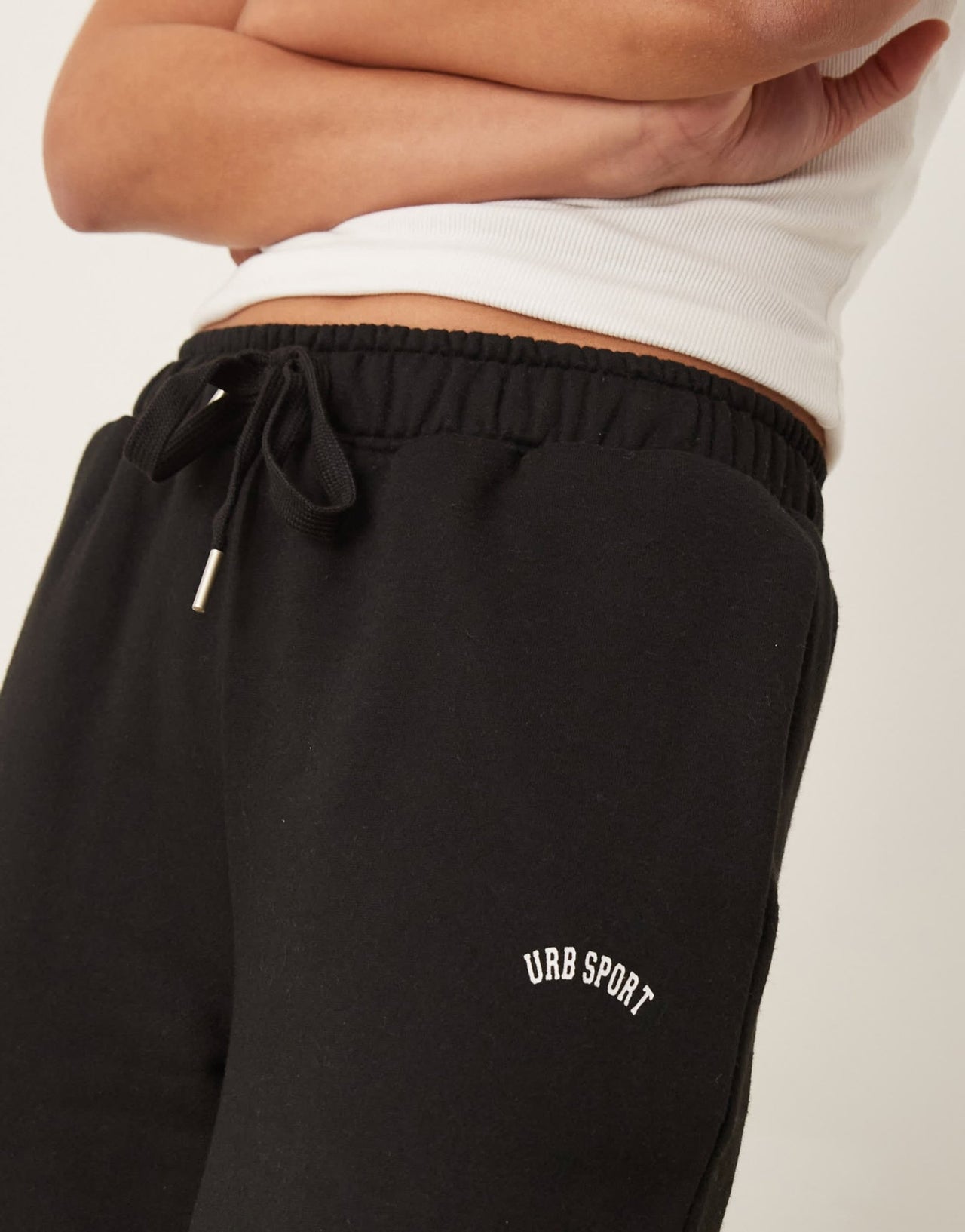 Urban Threads lounge sporty wide leg jogger in black - ASOS Sample Sale
