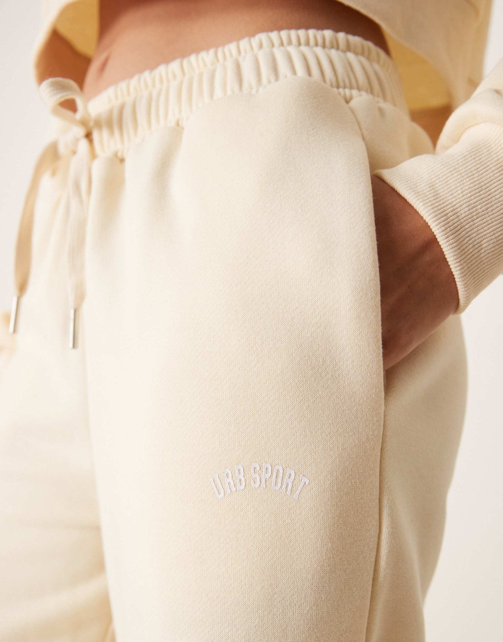 Urban Threads lounge sporty wide leg jogger in cream - ASOS Sample Sale