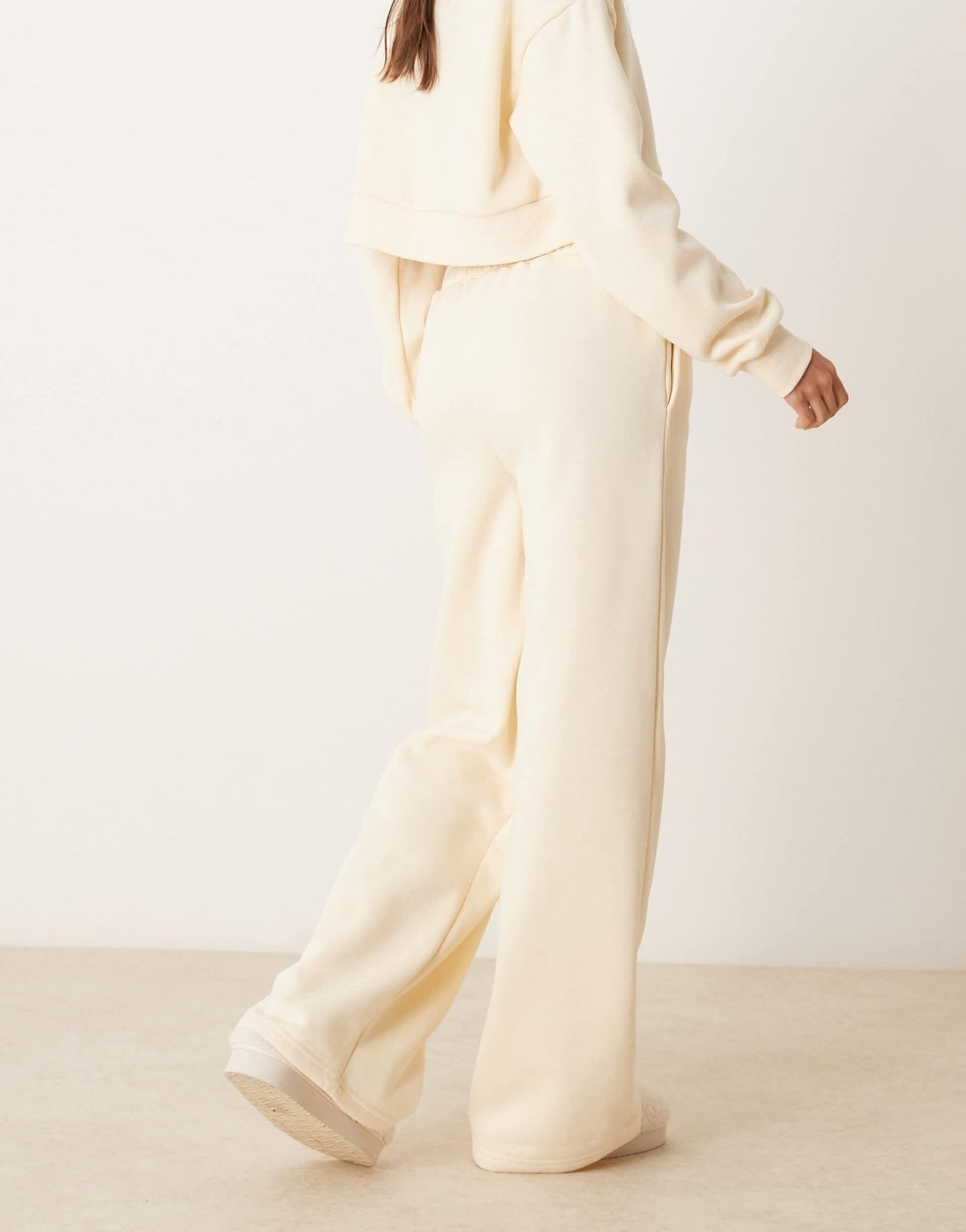 Urban Threads lounge sporty wide leg jogger in cream - ASOS Sample Sale