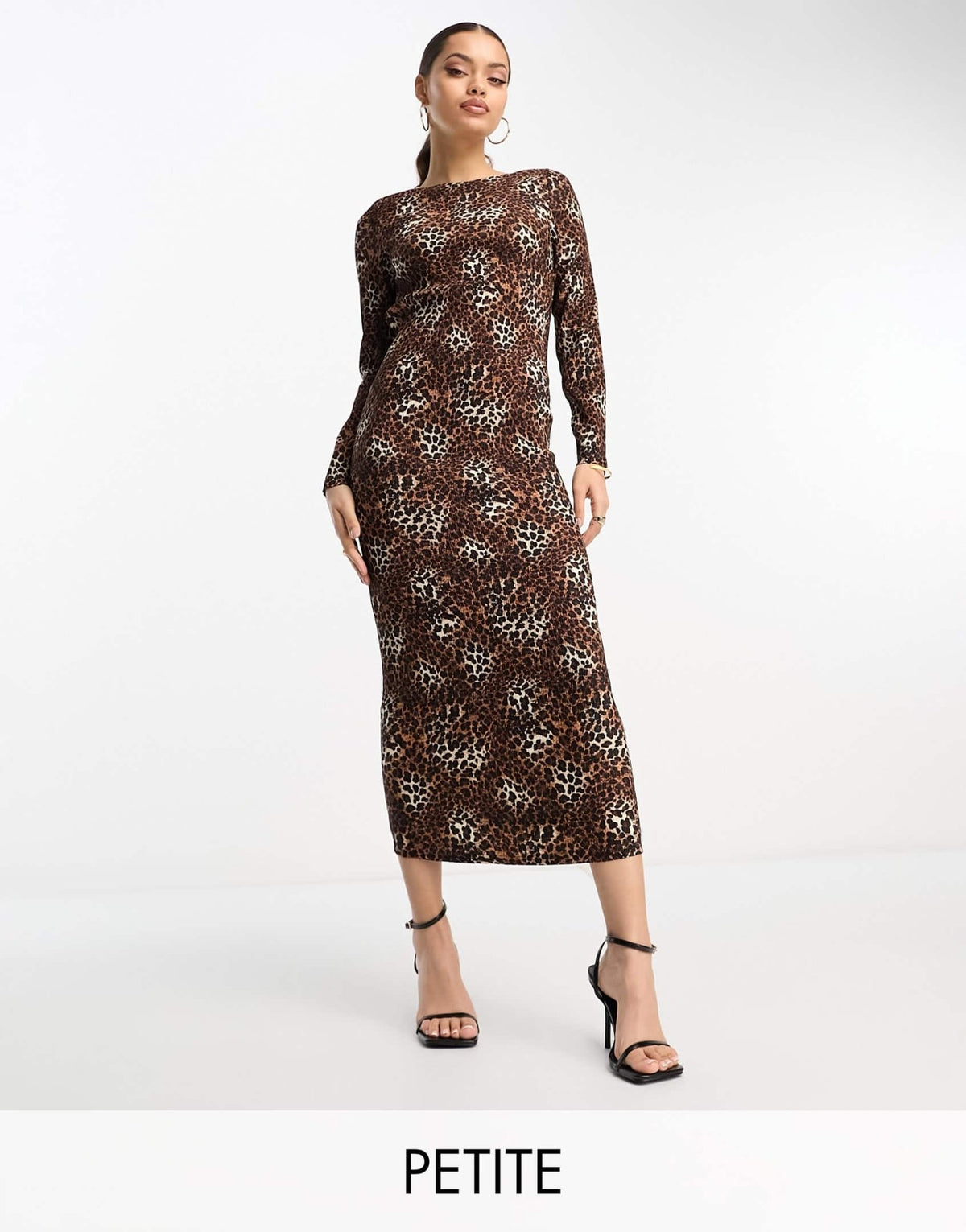 Urban Threads Petite plisse midi smock dress in leopard - ASOS Sample Sale