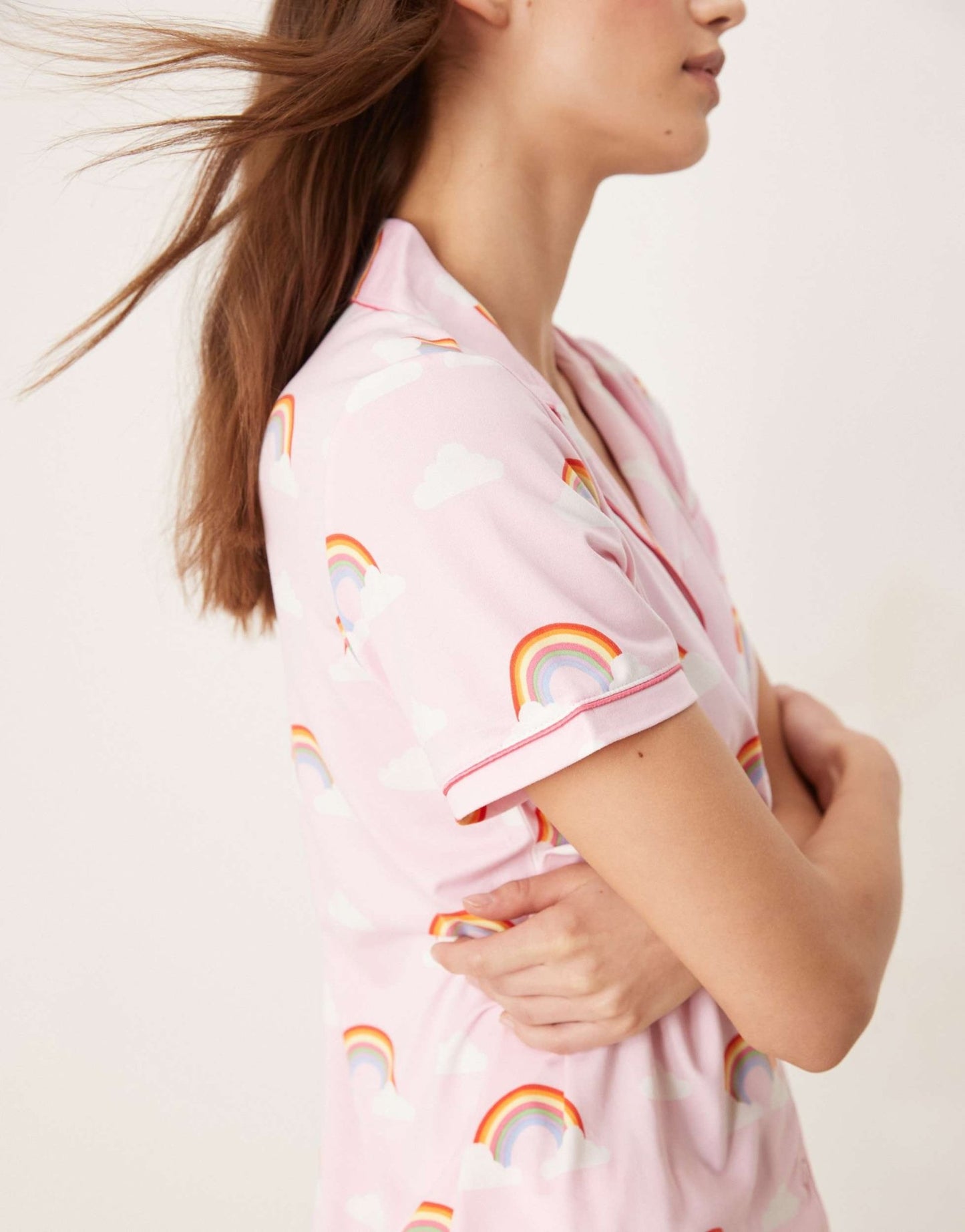 Urban Threads revere pyjama short sleeve shirt and shorts in rainbow print - ASOS Sample Sale