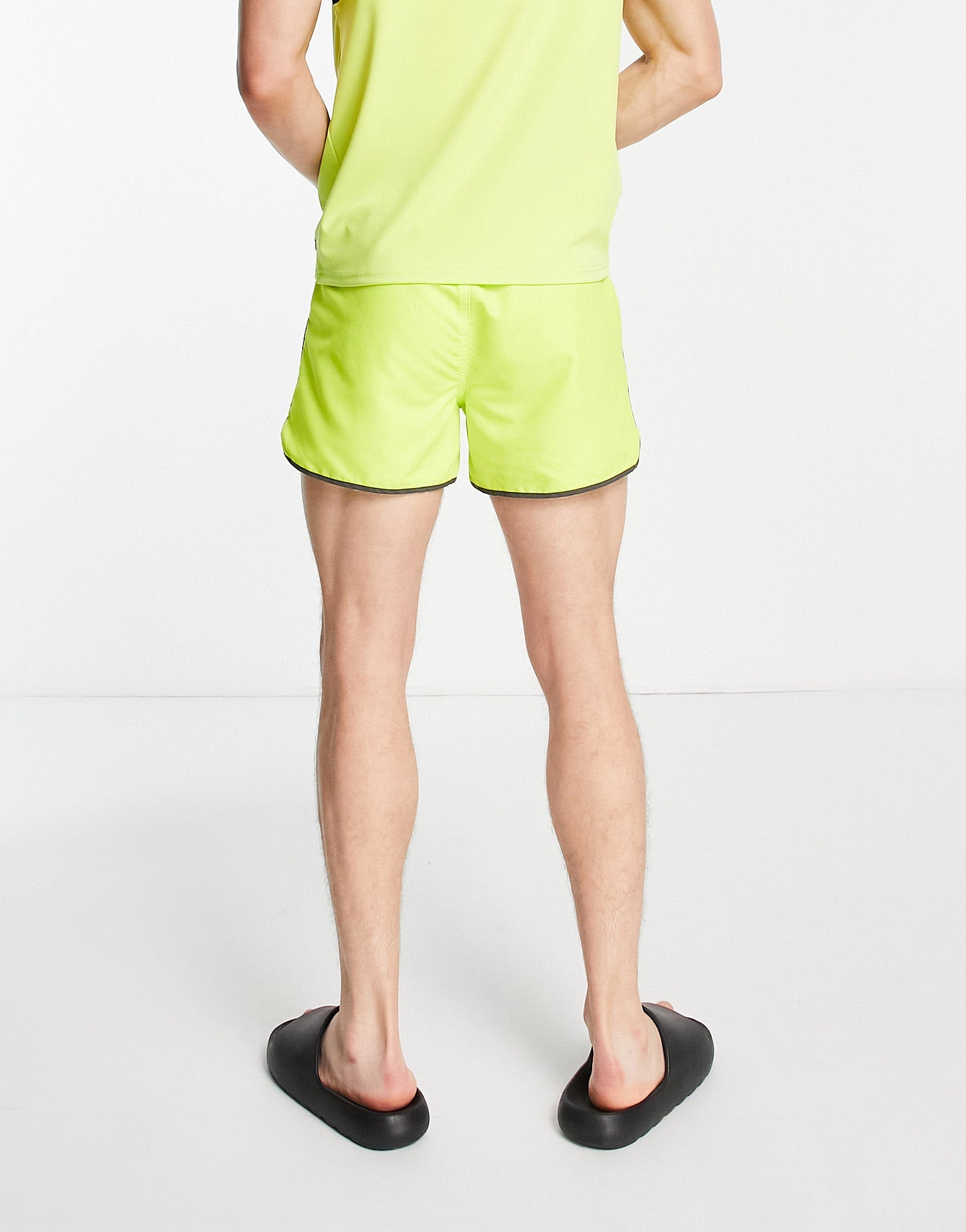 VAI21 runner swim shorts with bound edge in lime green - ASOS Sample Sale