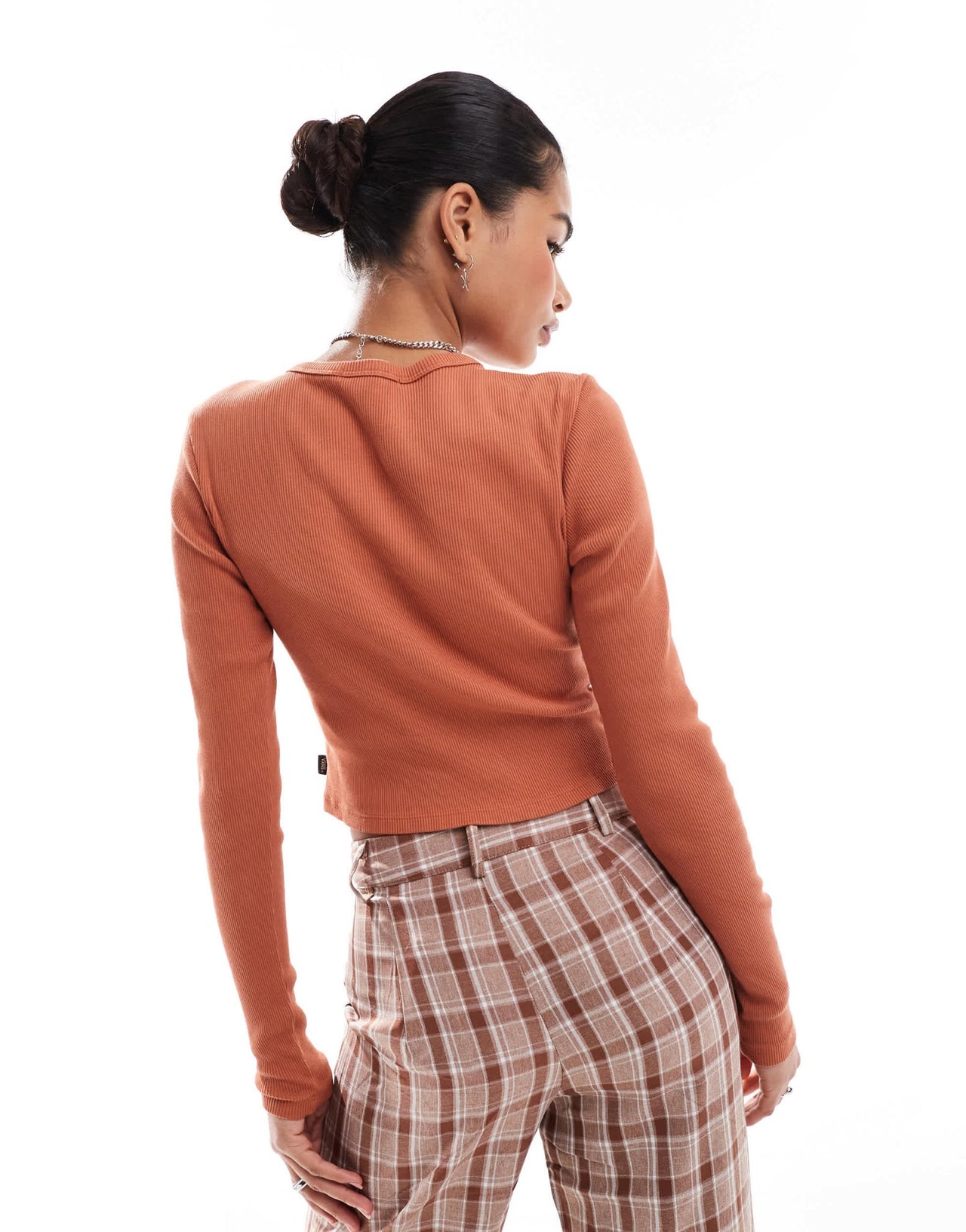 Vans drew ribbed long sleeve top in burnt orange - ASOS Sample Sale