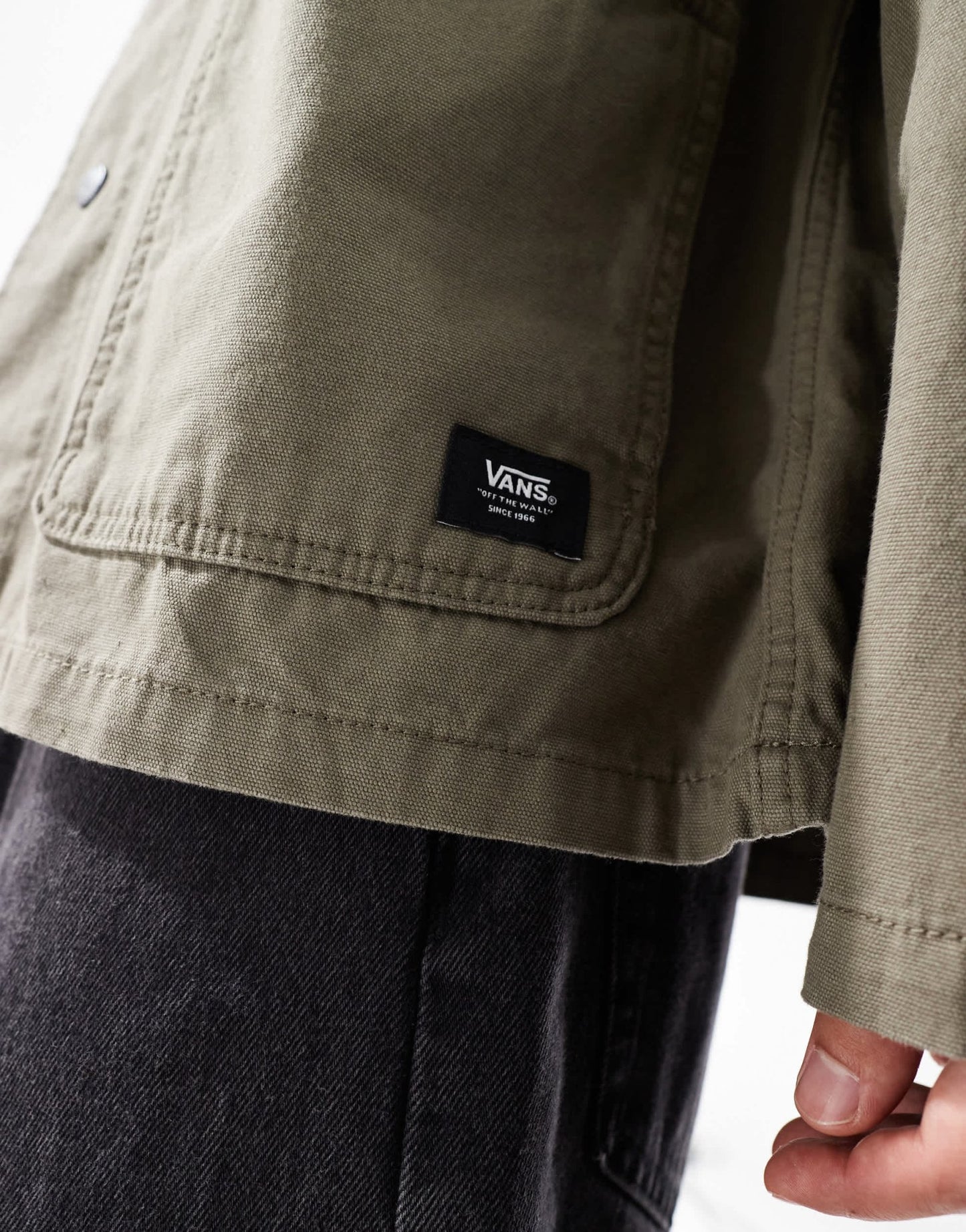 Vans drill chore jacket in mid brown with black collar - ASOS Sample Sale