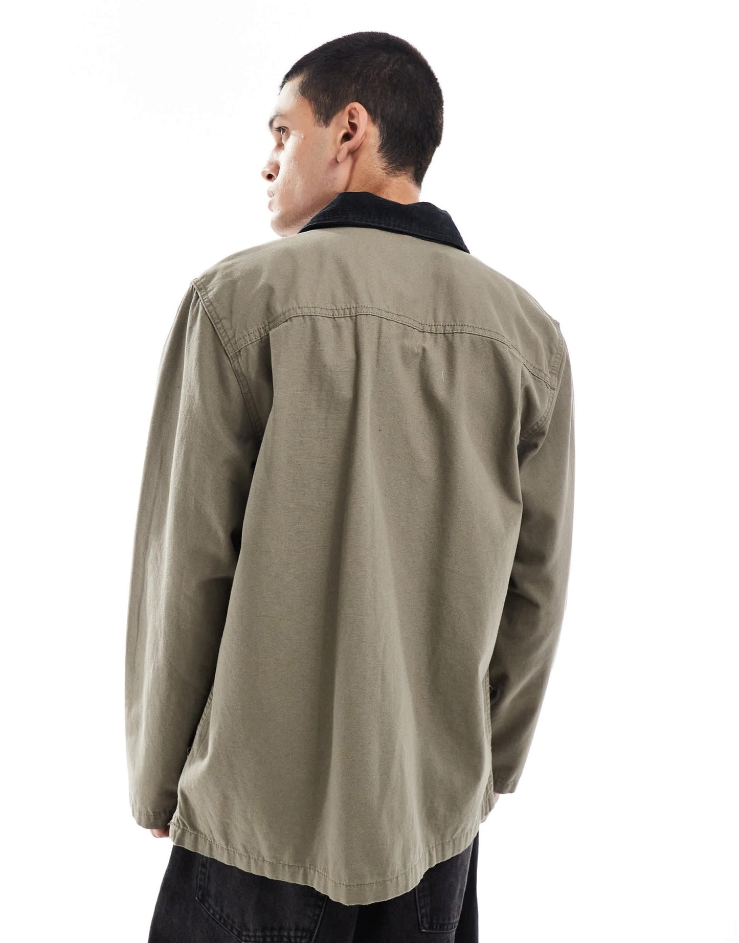 Vans drill chore jacket in mid brown with black collar - ASOS Sample Sale