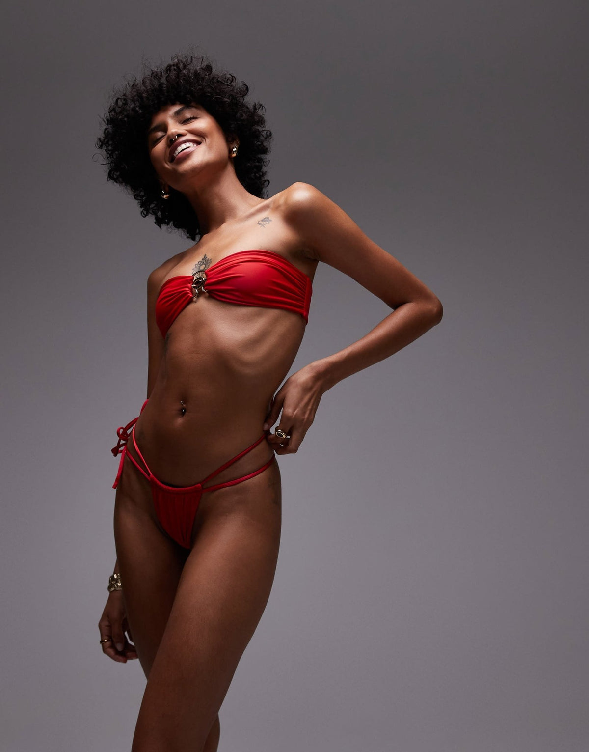 VDM reversible bandeau bikini top in boheme red - ASOS Sample Sale