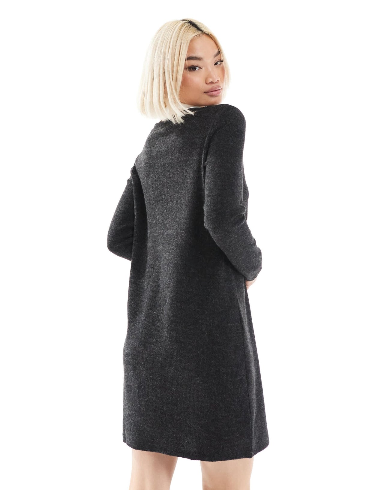 Vero Moda 2 in 1 knitted mini dress with collar in black - ASOS Sample Sale