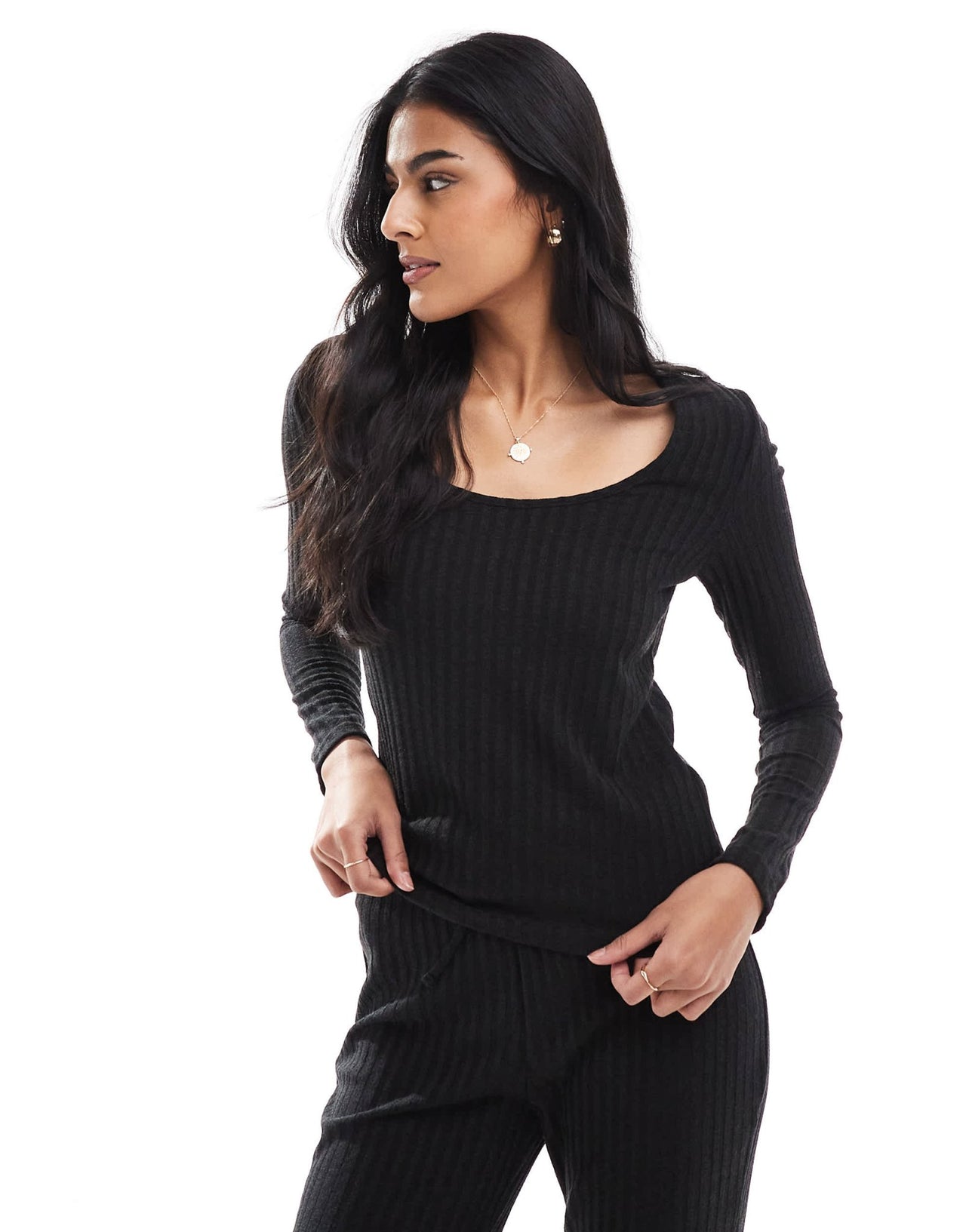 Vero Moda 2 way ribbed jersey top co - ord in black - ASOS Sample Sale