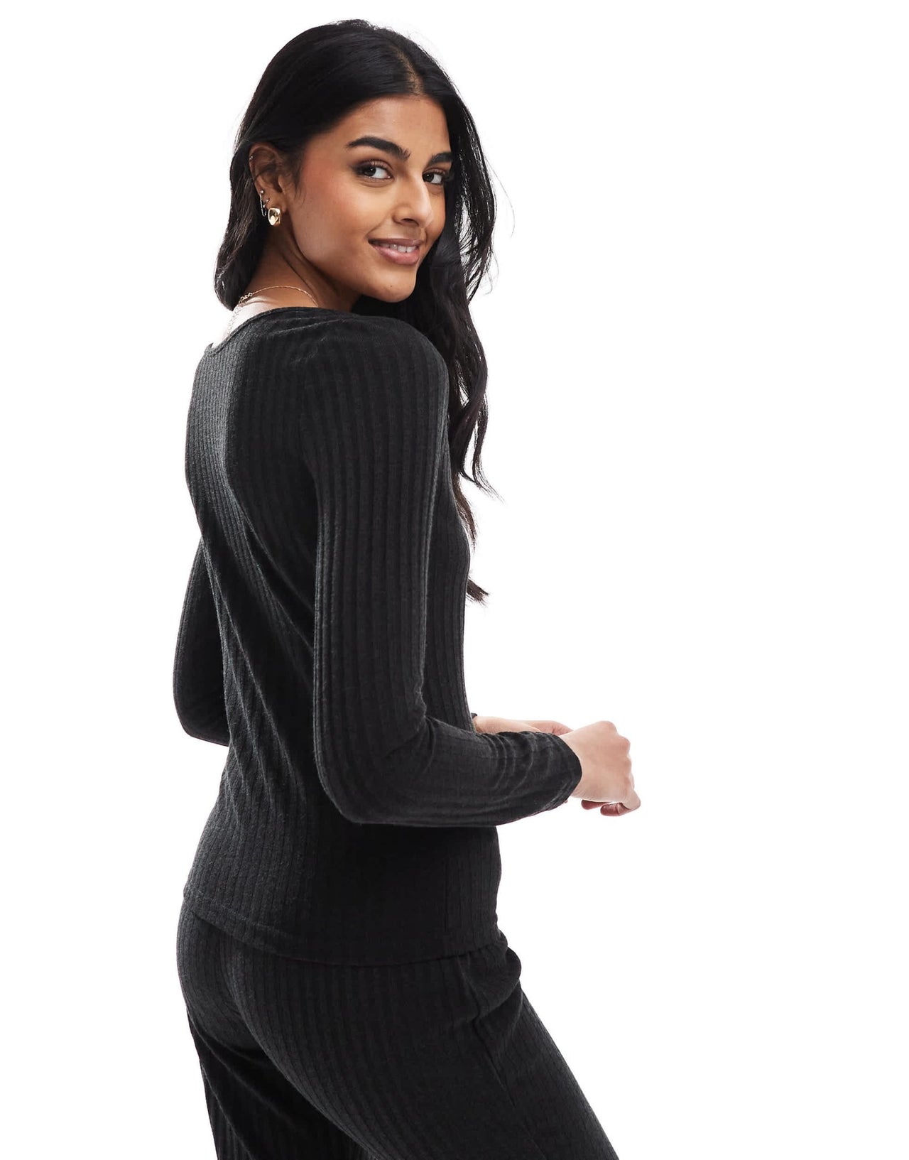 Vero Moda 2 way ribbed jersey top co - ord in black - ASOS Sample Sale