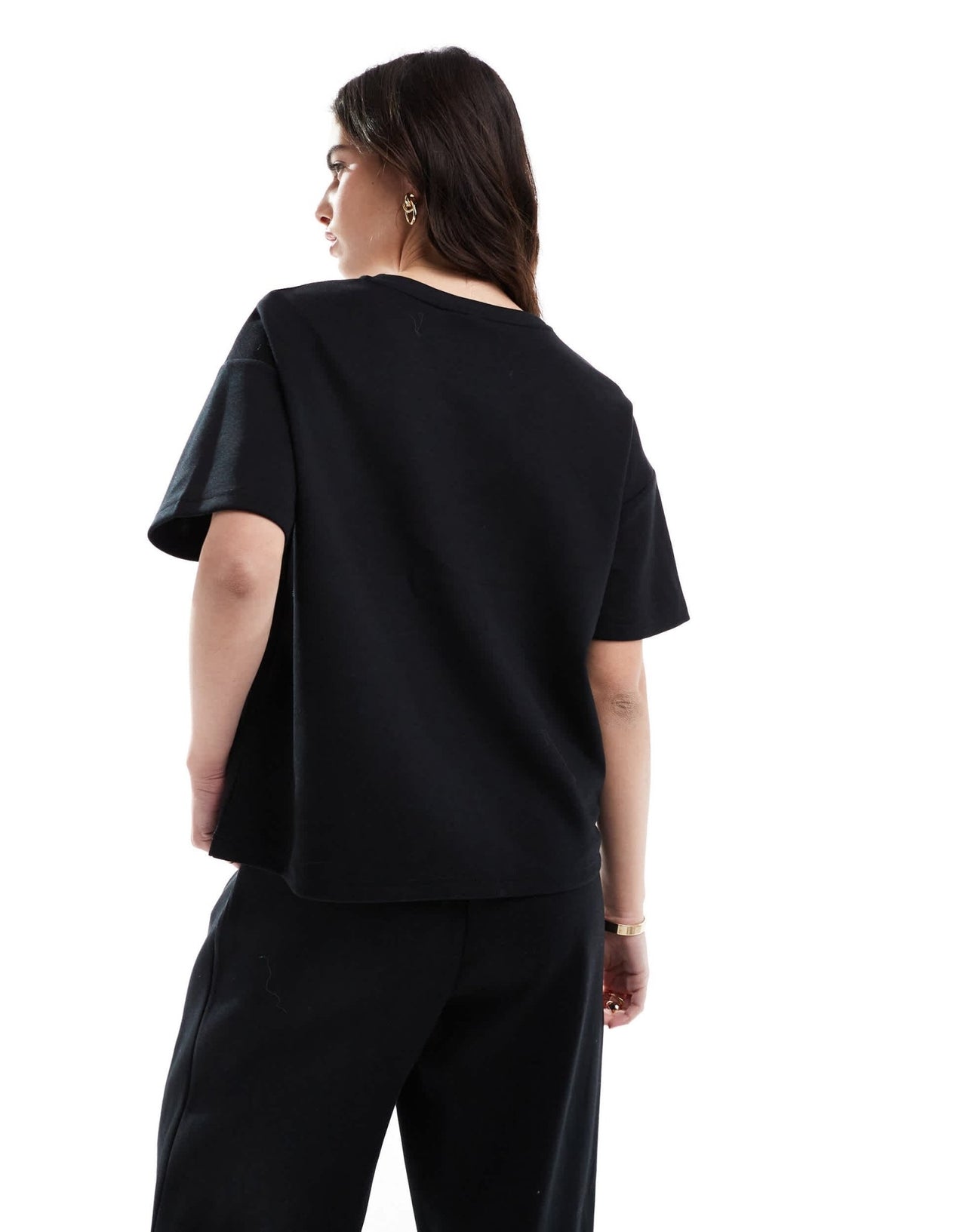Vero Moda 3D rose applique short sleeve sweat t-shirt co - ord in black - ASOS Sample Sale