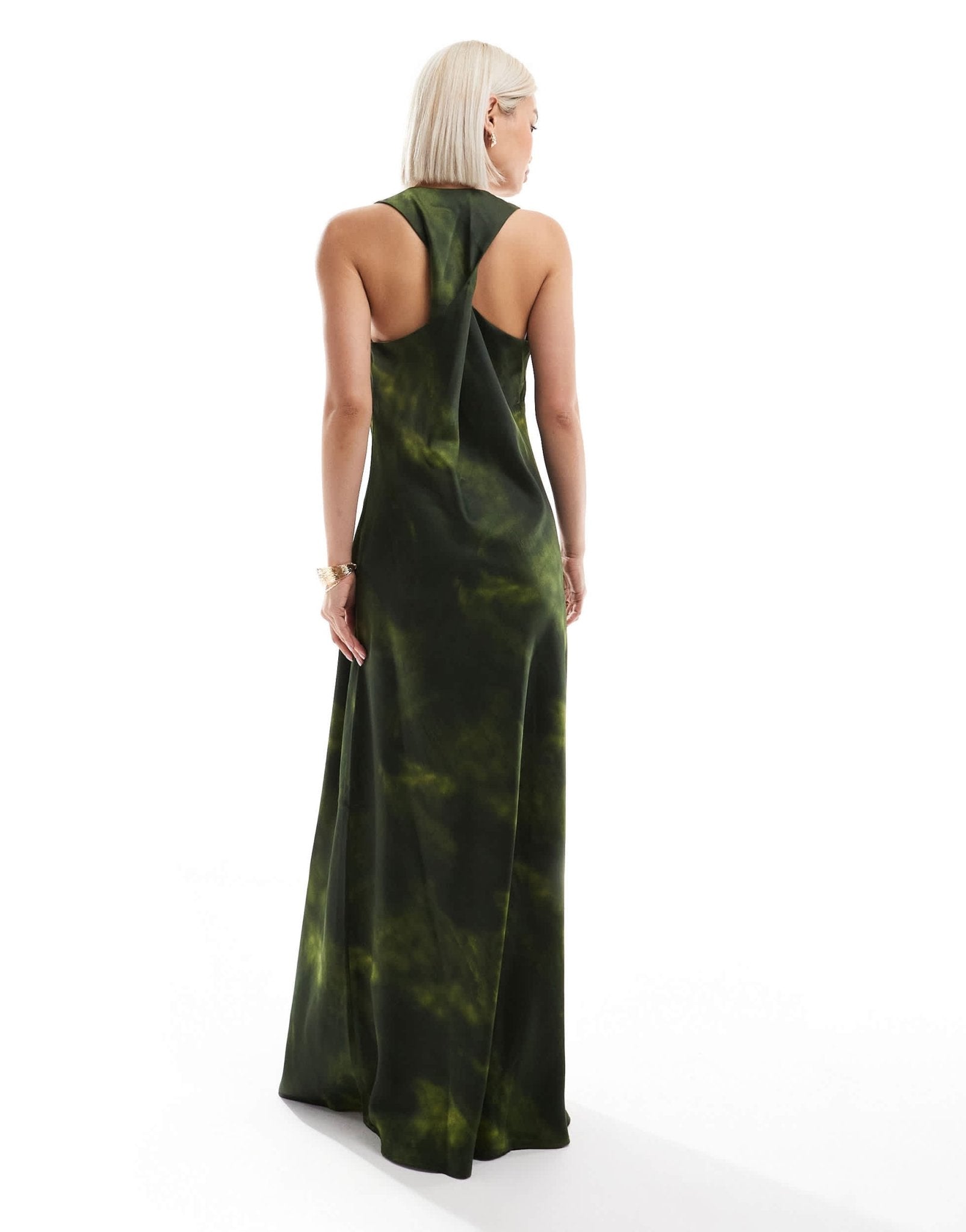 Vero Moda Aware satin maxi dress iin green abstract print - ASOS Sample Sale