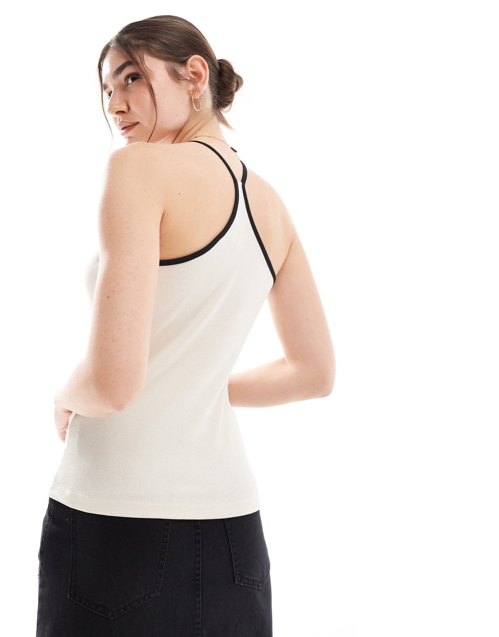Vero Moda Aware tank top with contrast trim in white and black - ASOS Sample Sale