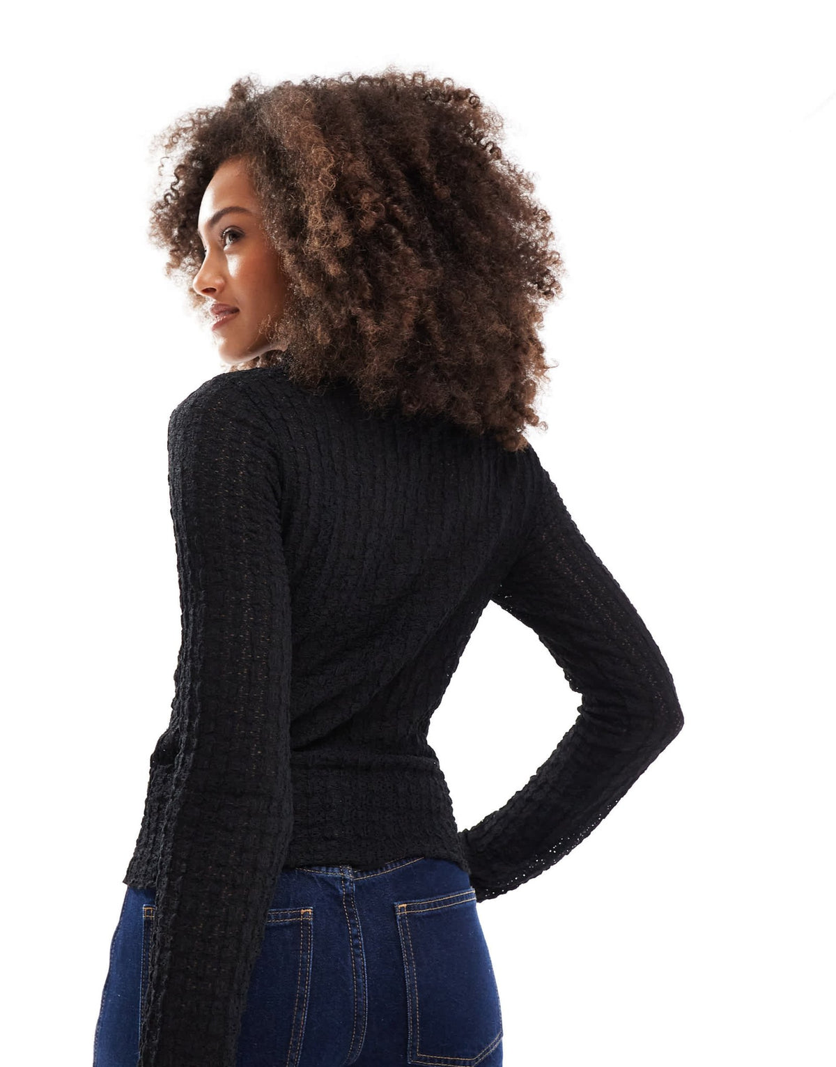 Vero Moda Aware textured long sleeved high neck top in black - ASOS Sample Sale