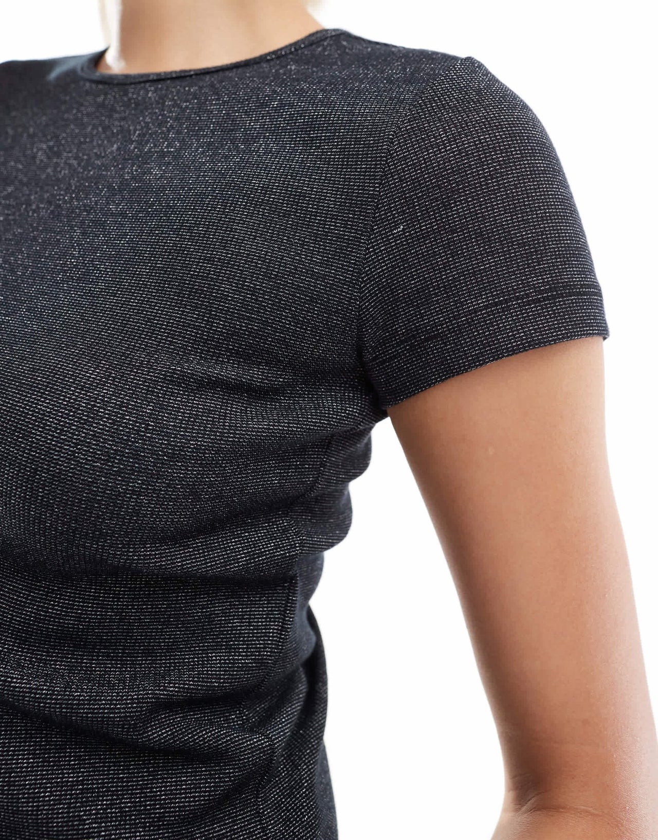 Vero Moda baby t-shirt in black with silver glitter - ASOS Sample Sale