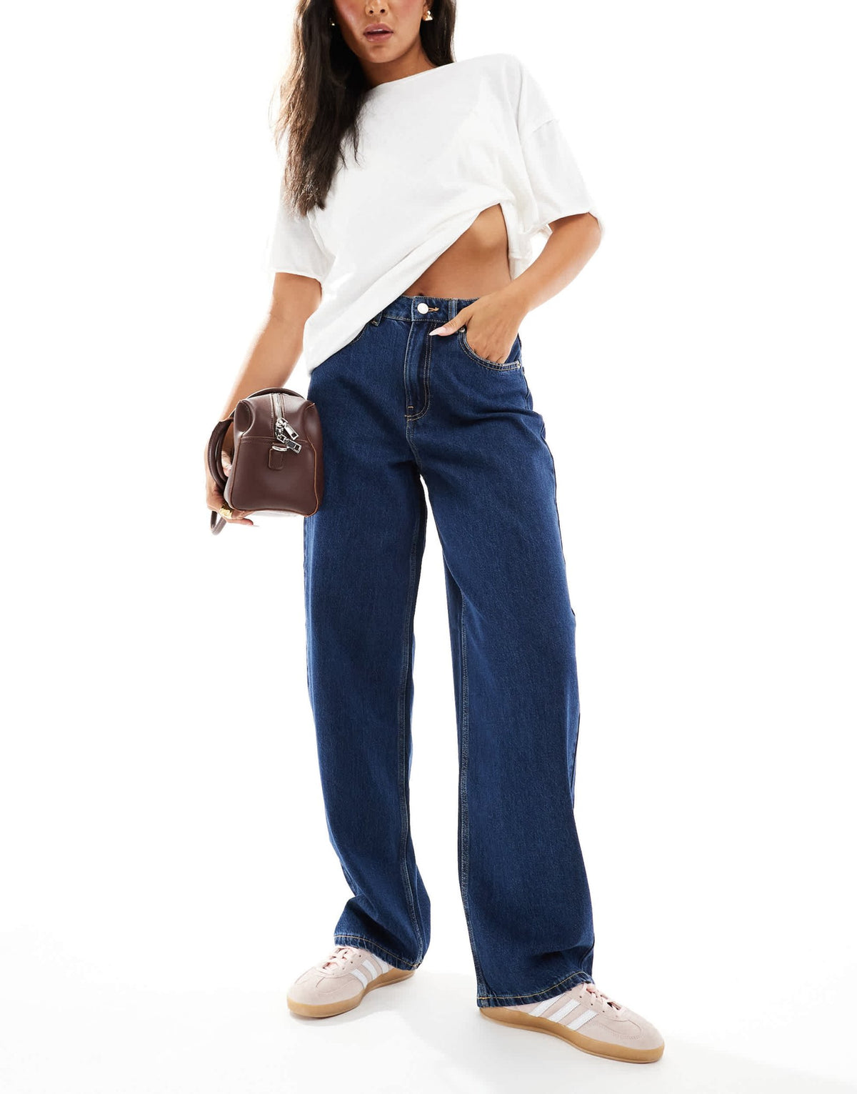 Vero Moda barrel leg jeans in dark blue denim - ASOS Sample Sale