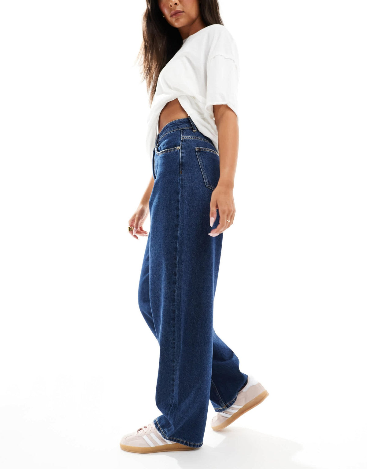 Vero Moda barrel leg jeans in dark blue denim - ASOS Sample Sale