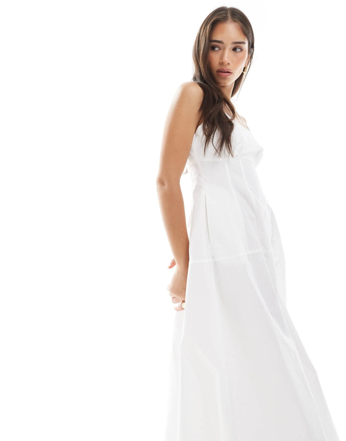 Vero Moda cotton poplin midi dress with cinched in waist detail in white - ASOS Sample Sale