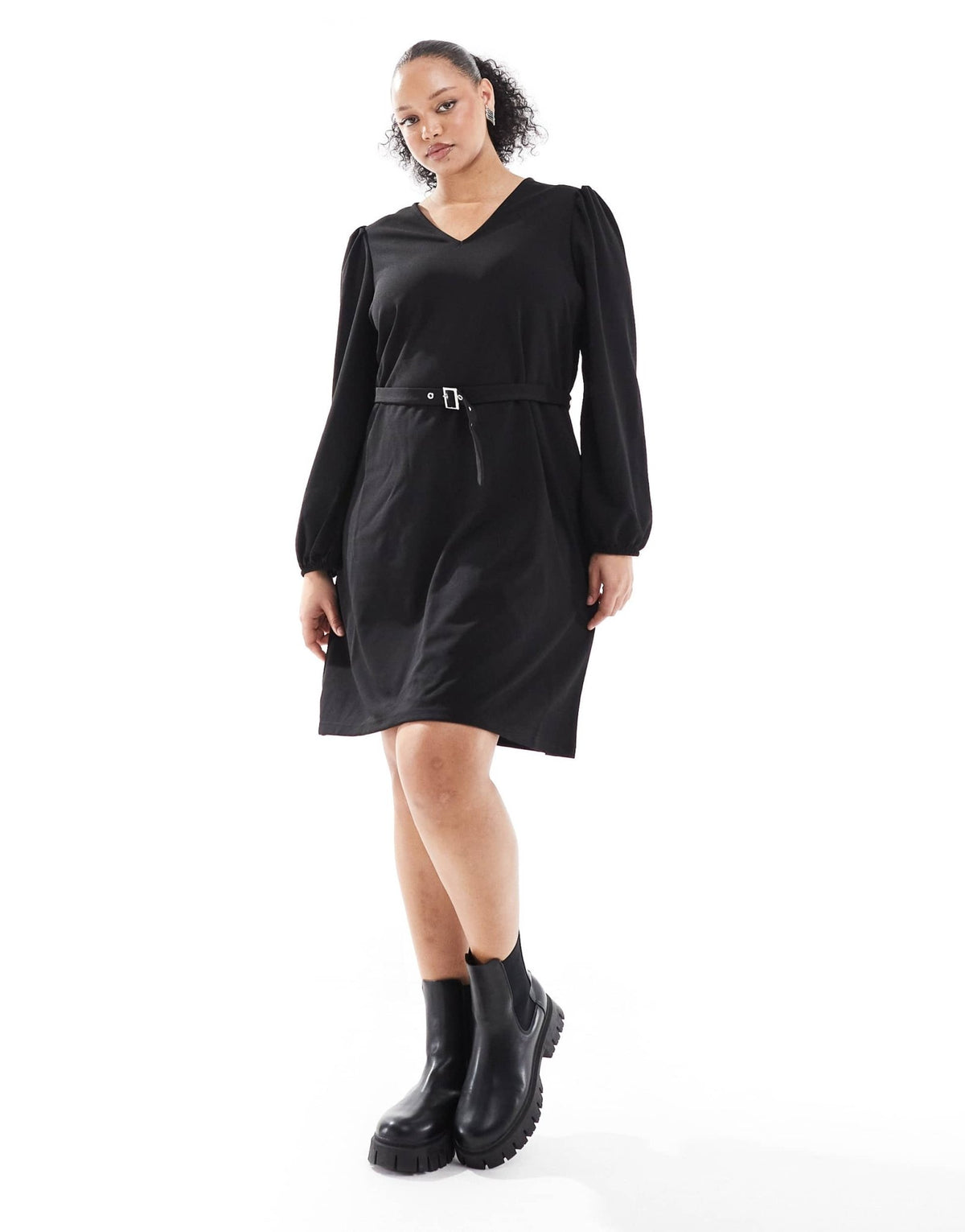 Vero Moda Curve belted mini dress in black - ASOS Sample Sale