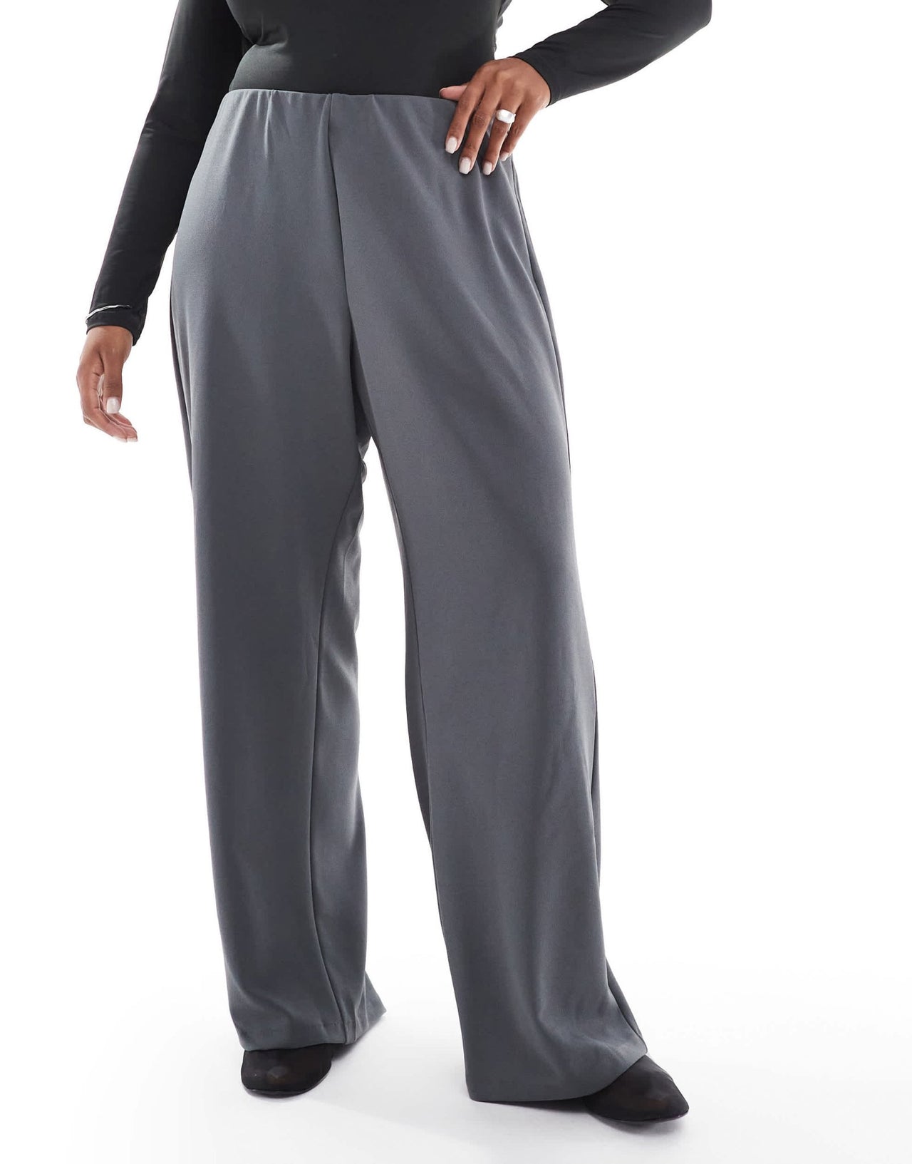 Vero Moda Curve loose pull on trousers in grey pinstripe - ASOS Sample Sale