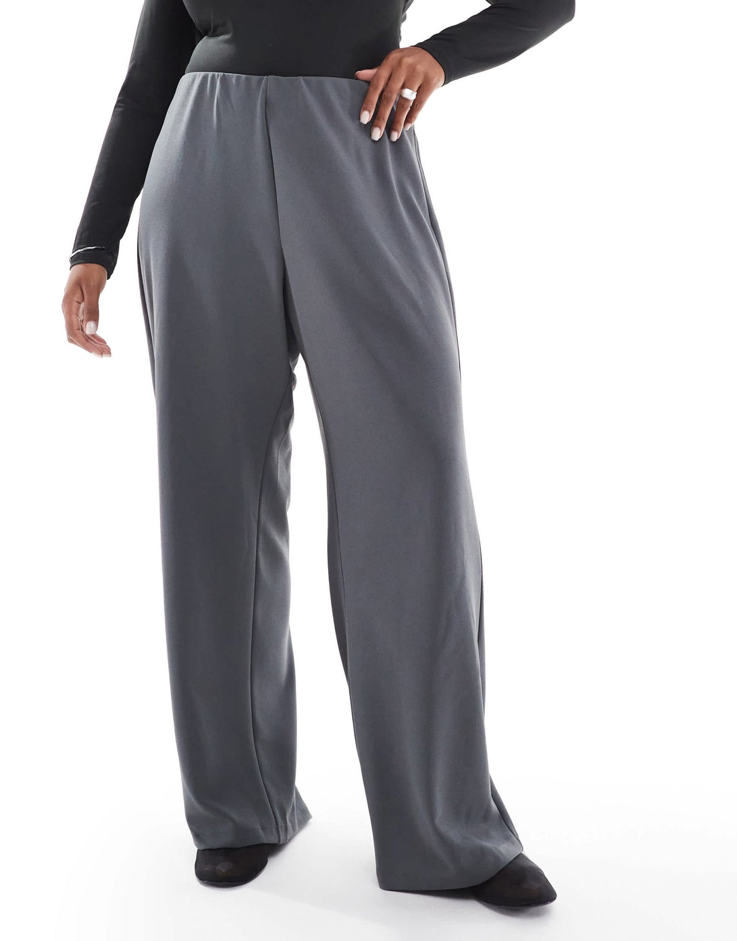 Vero Moda Curve loose pull on trousers in grey pinstripe - ASOS Sample Sale