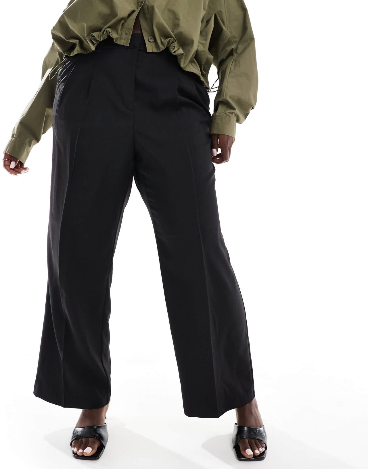 Vero Moda Curve Rita tailored wide leg dad trousers in black - ASOS Sample Sale