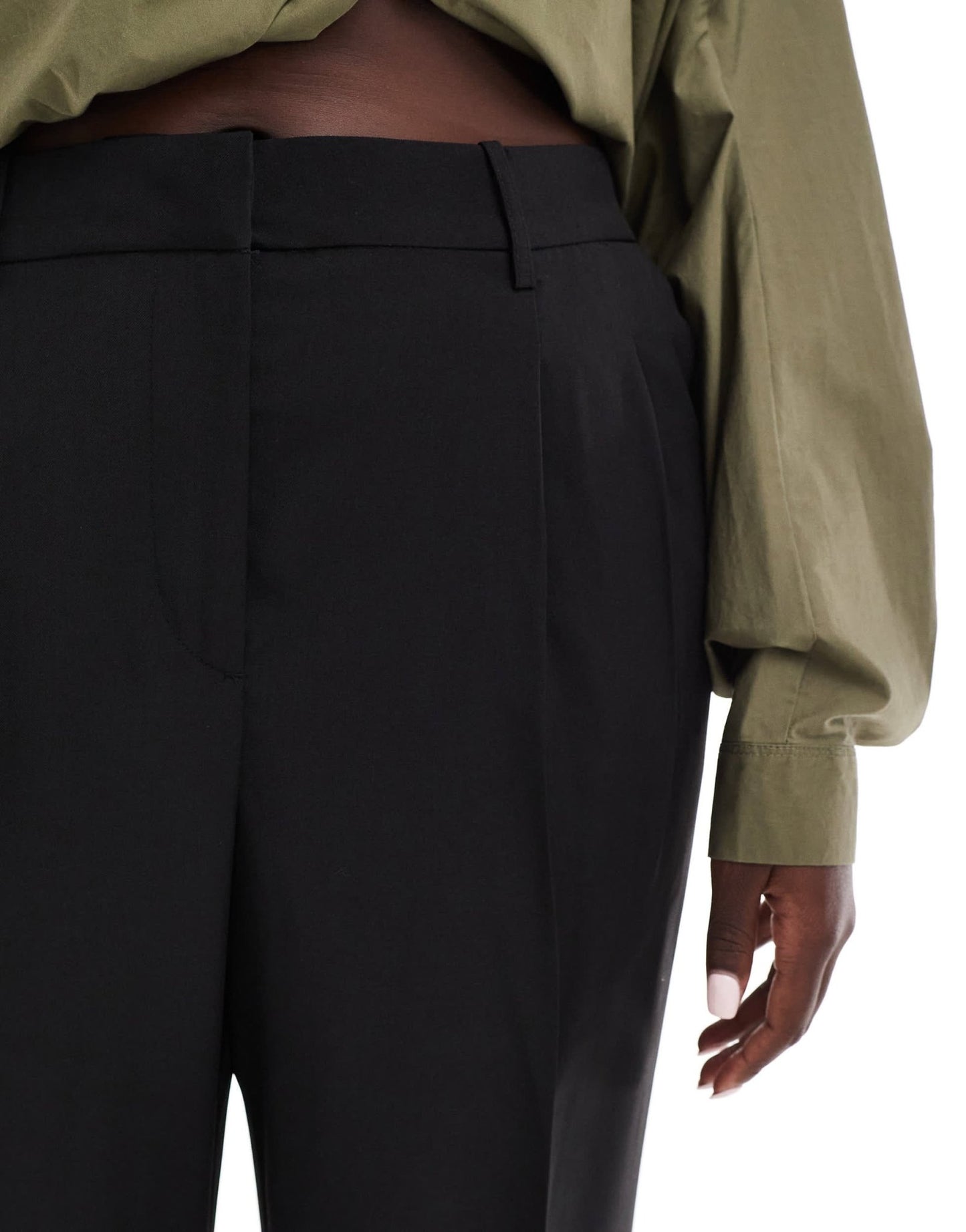 Vero Moda Curve Rita tailored wide leg dad trousers in black - ASOS Sample Sale