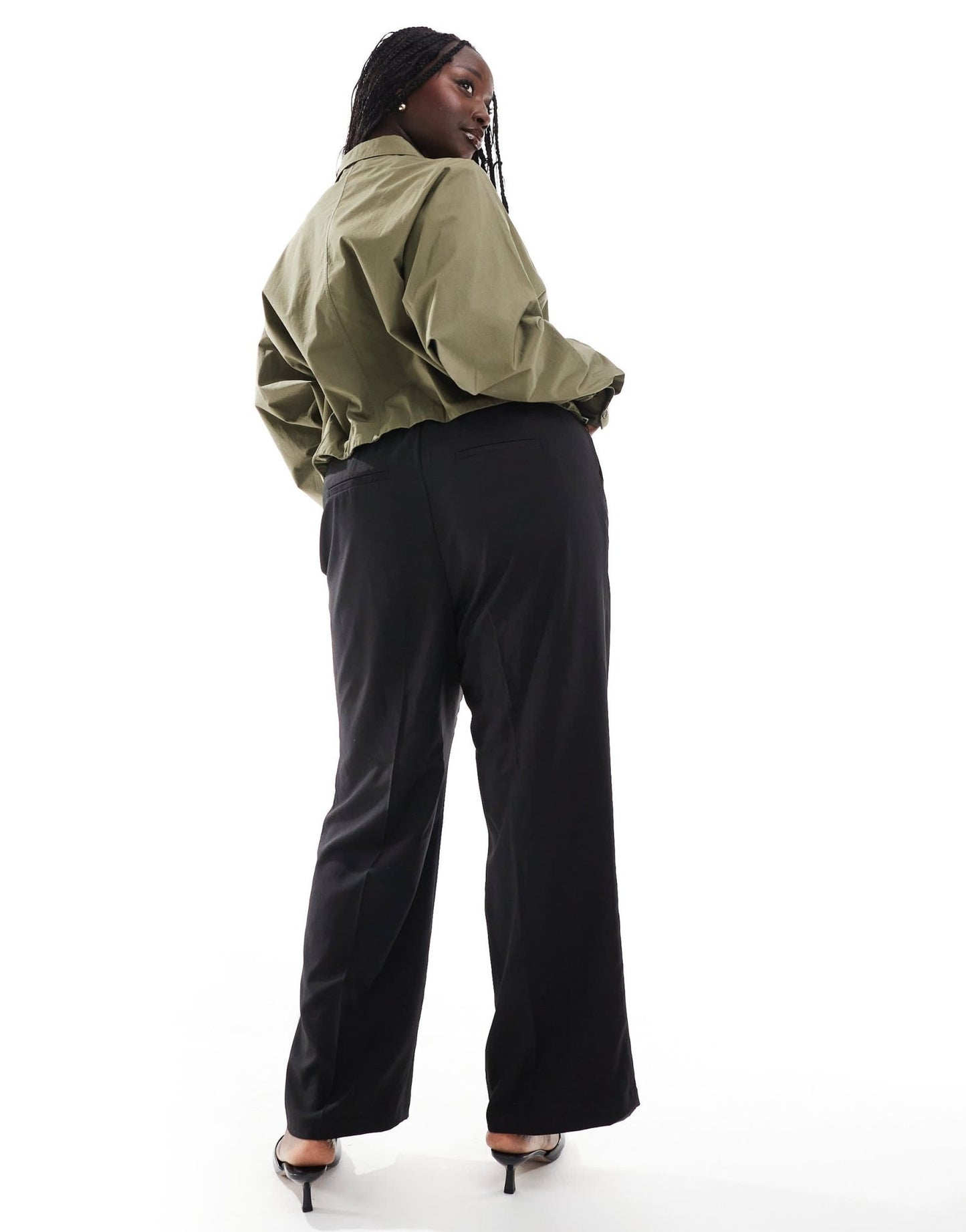 Vero Moda Curve Rita tailored wide leg dad trousers in black - ASOS Sample Sale