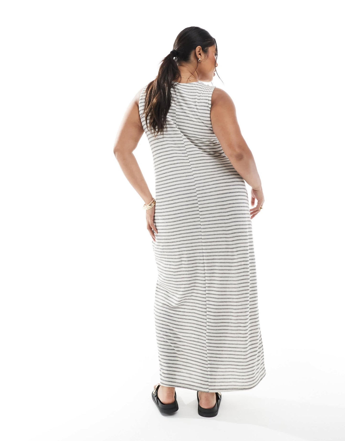 Vero Moda Curve slubby maxi tank dress in mono stripe - ASOS Sample Sale