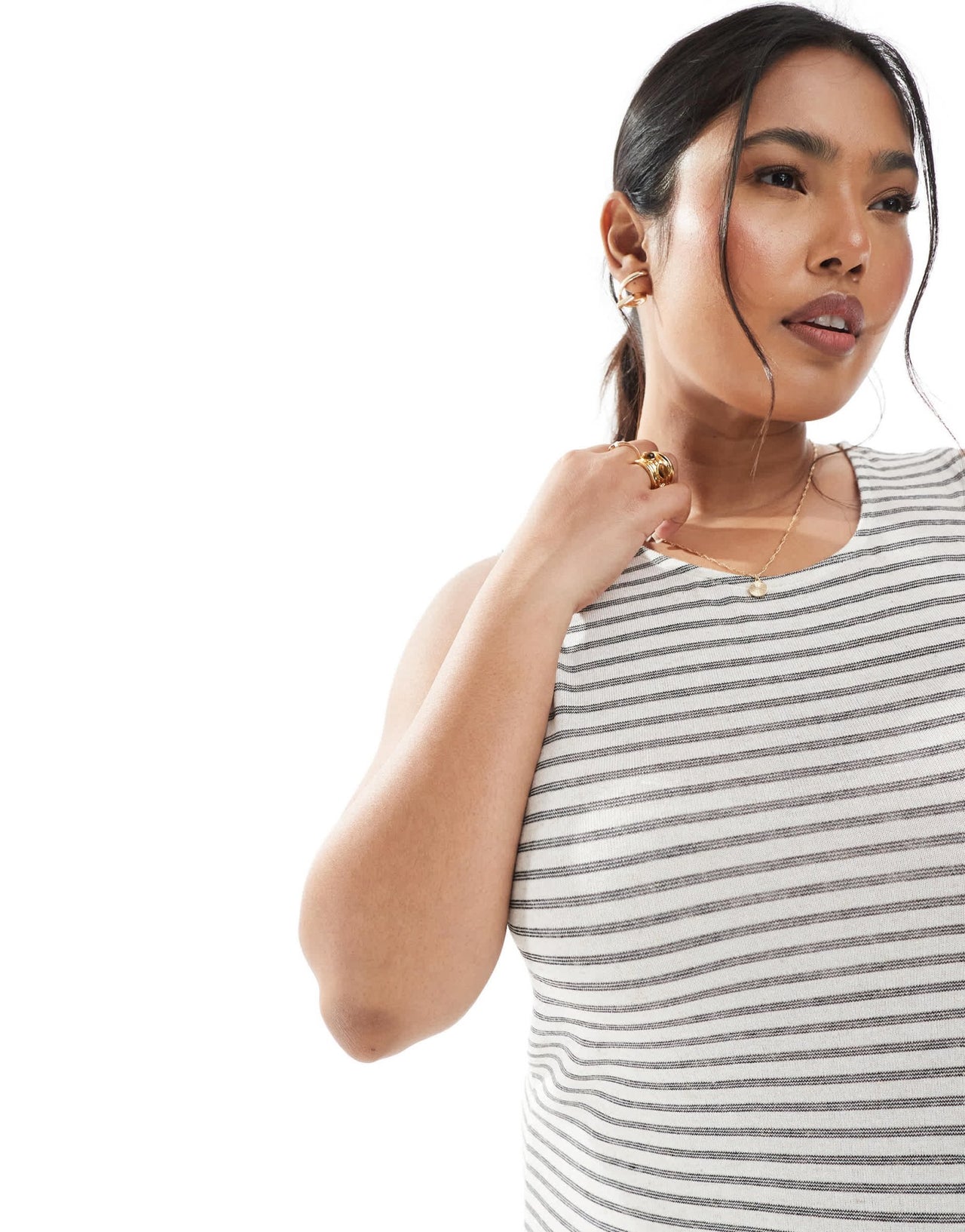 Vero Moda Curve slubby maxi tank dress in mono stripe - ASOS Sample Sale