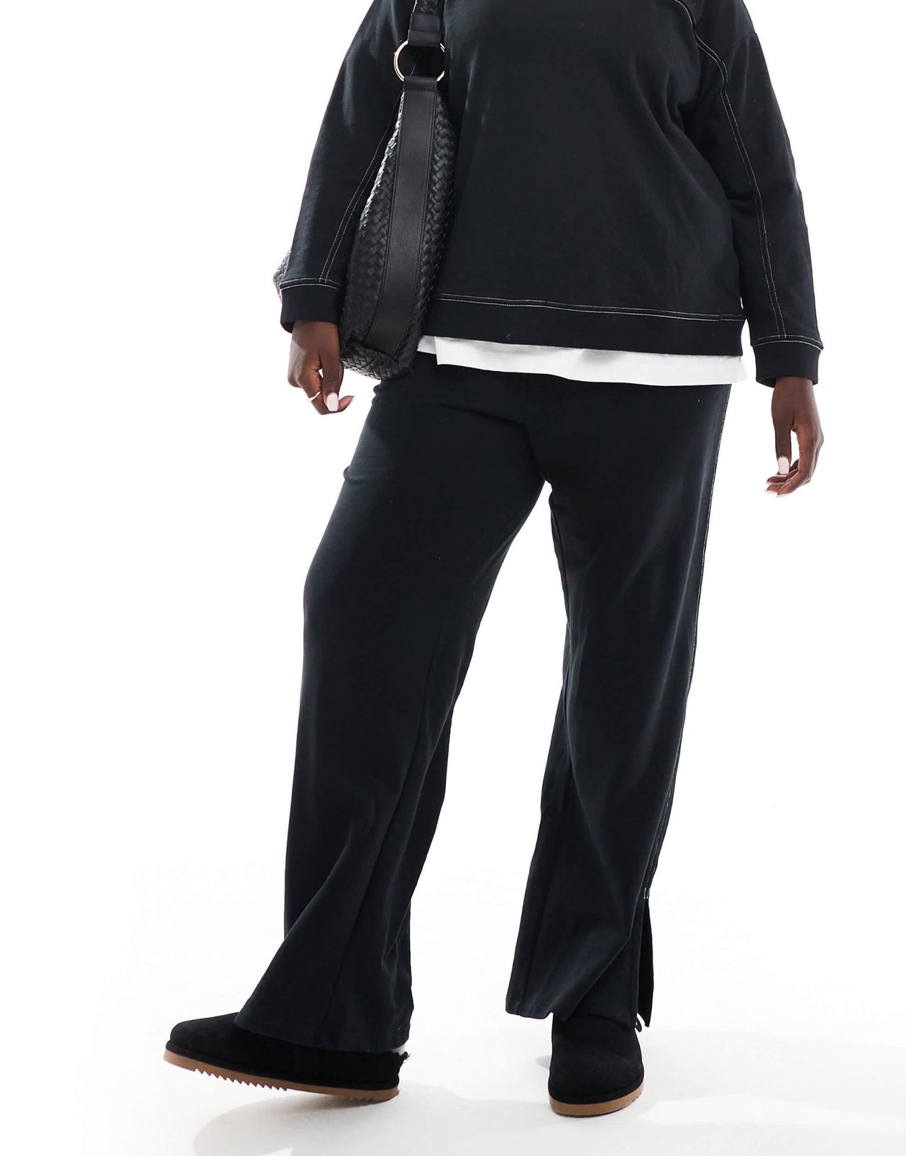 Vero Moda Curve wide leg jogger co - ord in black - ASOS Sample Sale