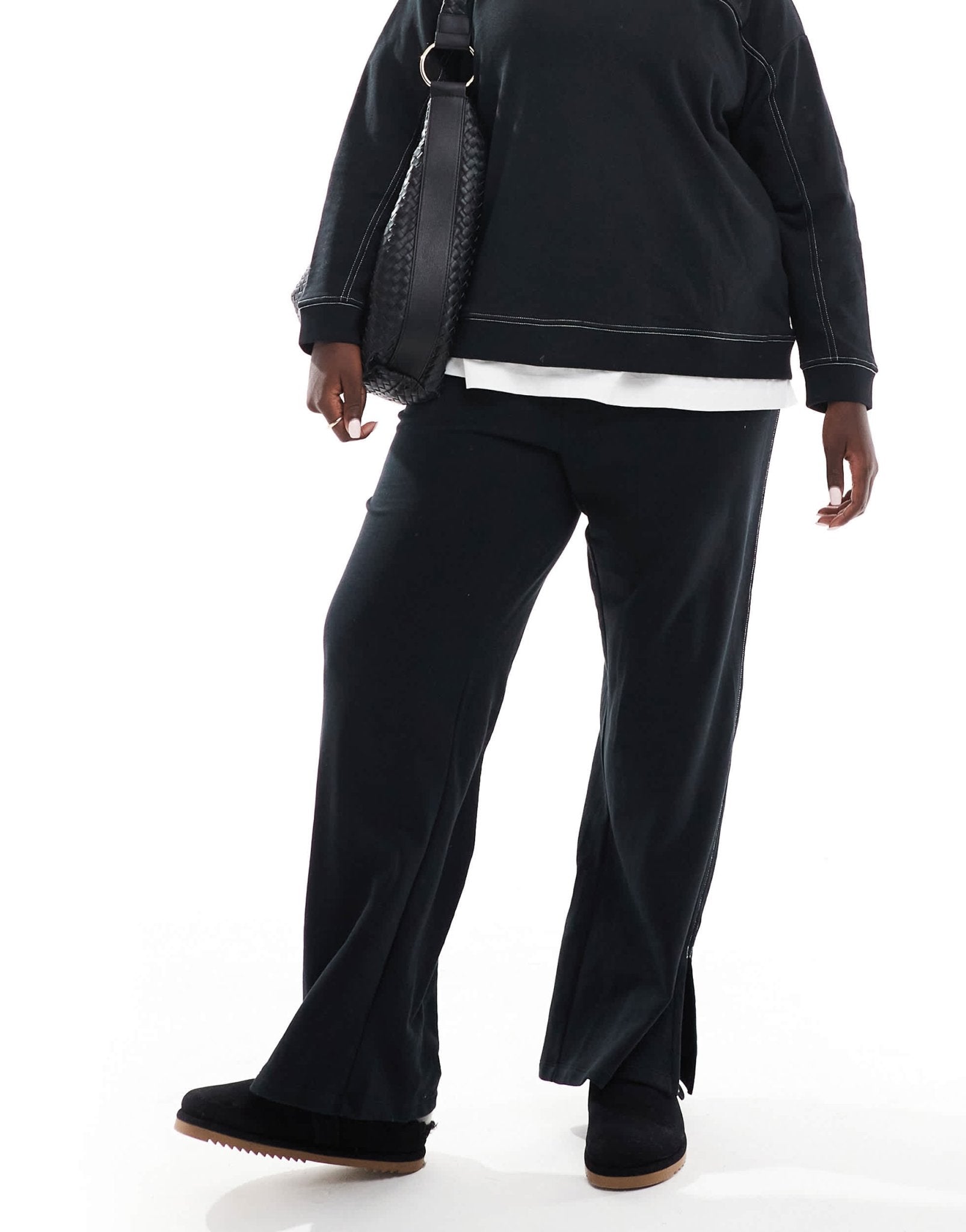 Vero Moda Curve wide leg jogger co - ord in black - ASOS Sample Sale