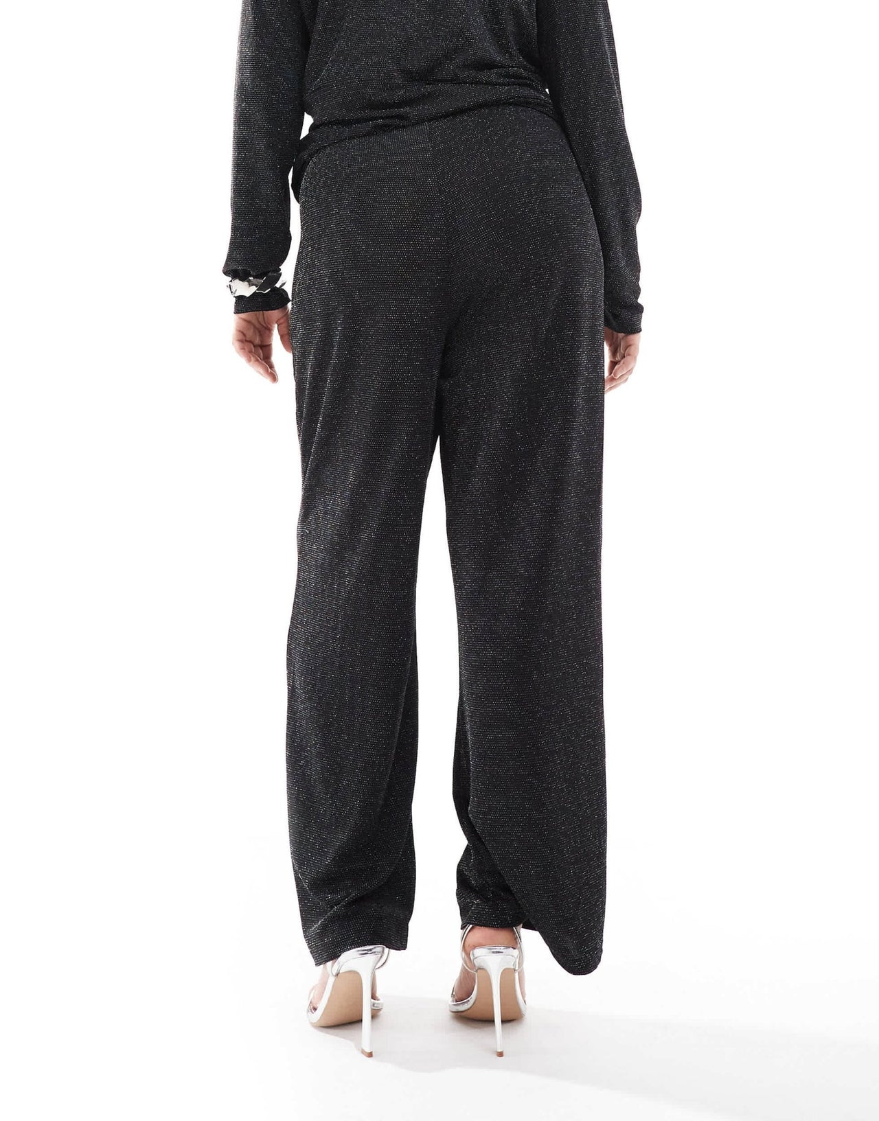 Vero Moda Curve wide leg trouser co - ord in black glitter - ASOS Sample Sale