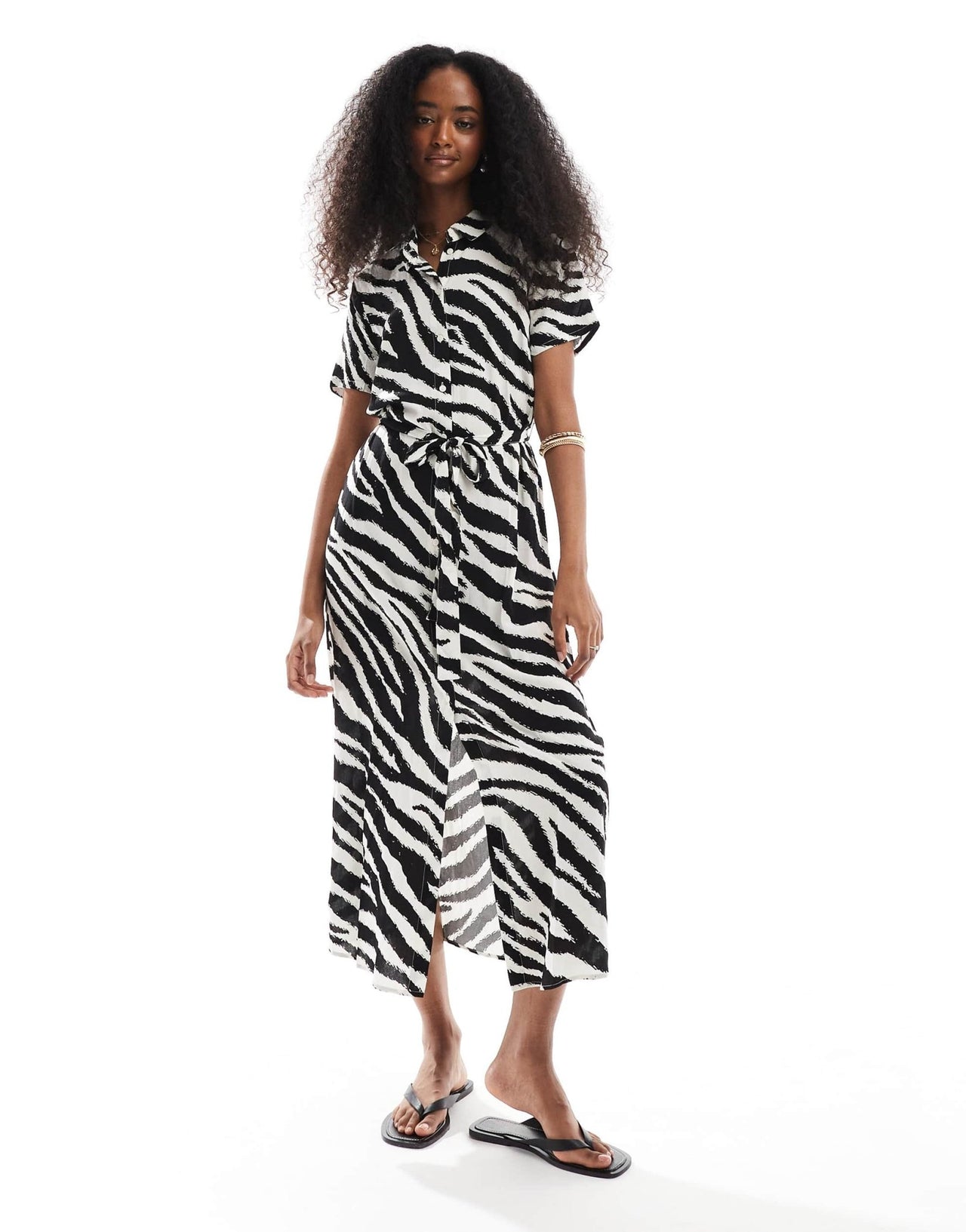 Vero Moda Easy buttondown long shirt dress in zebra print - ASOS Sample Sale