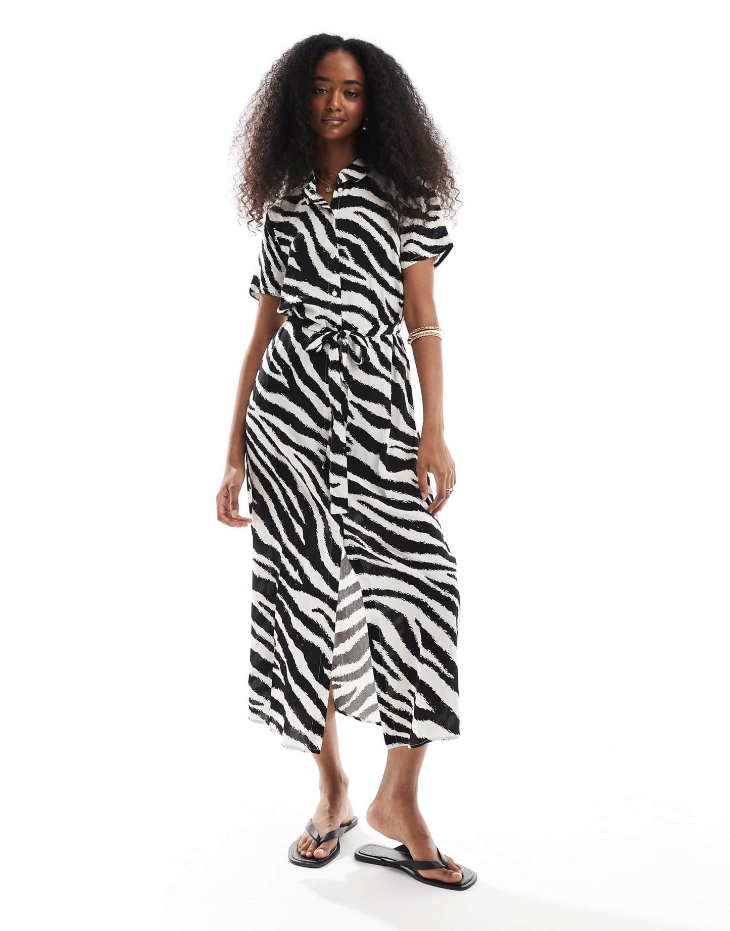 Vero Moda Easy buttondown long shirt dress in zebra print - ASOS Sample Sale