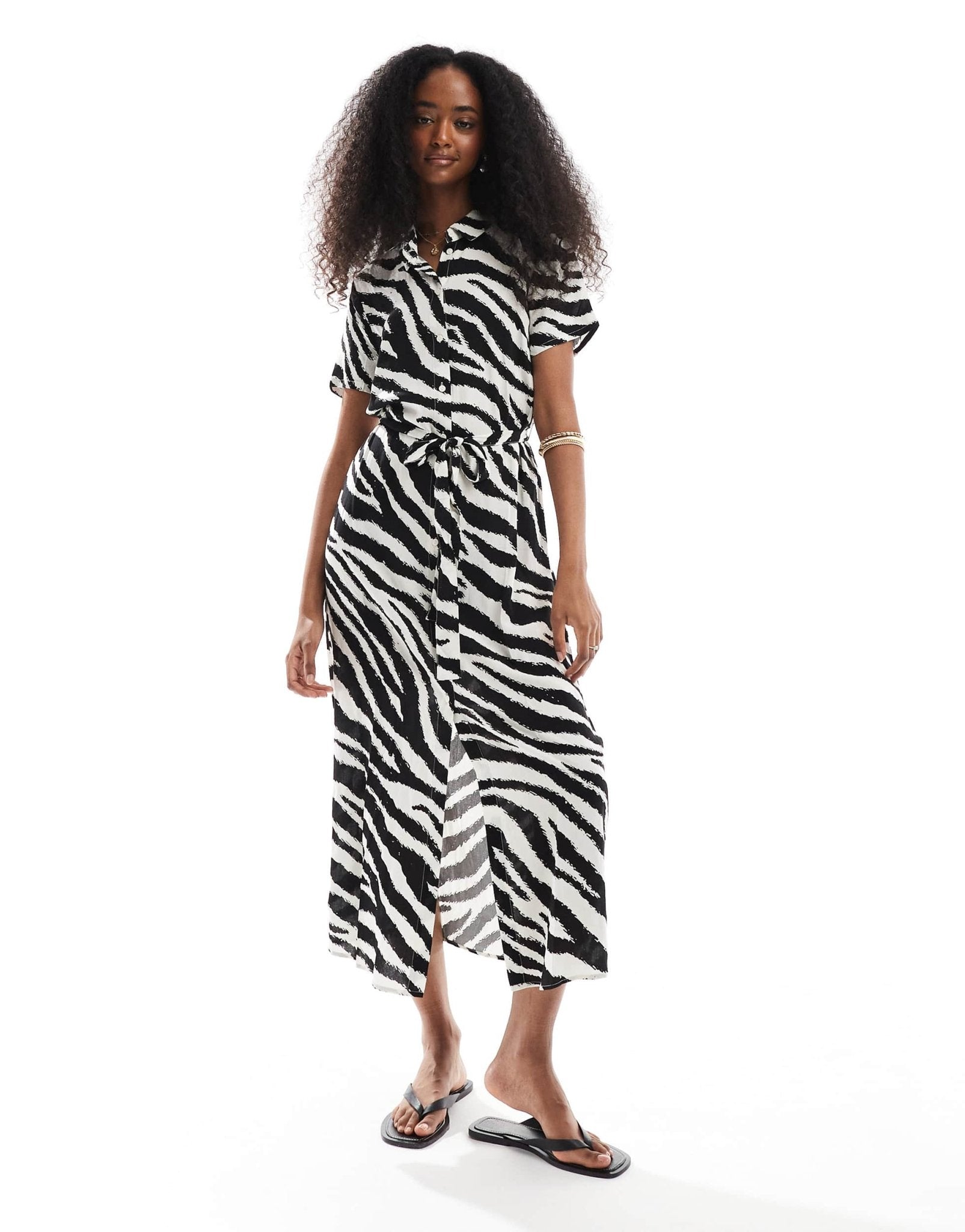 Vero Moda Easy buttondown long shirt dress in zebra print - ASOS Sample Sale