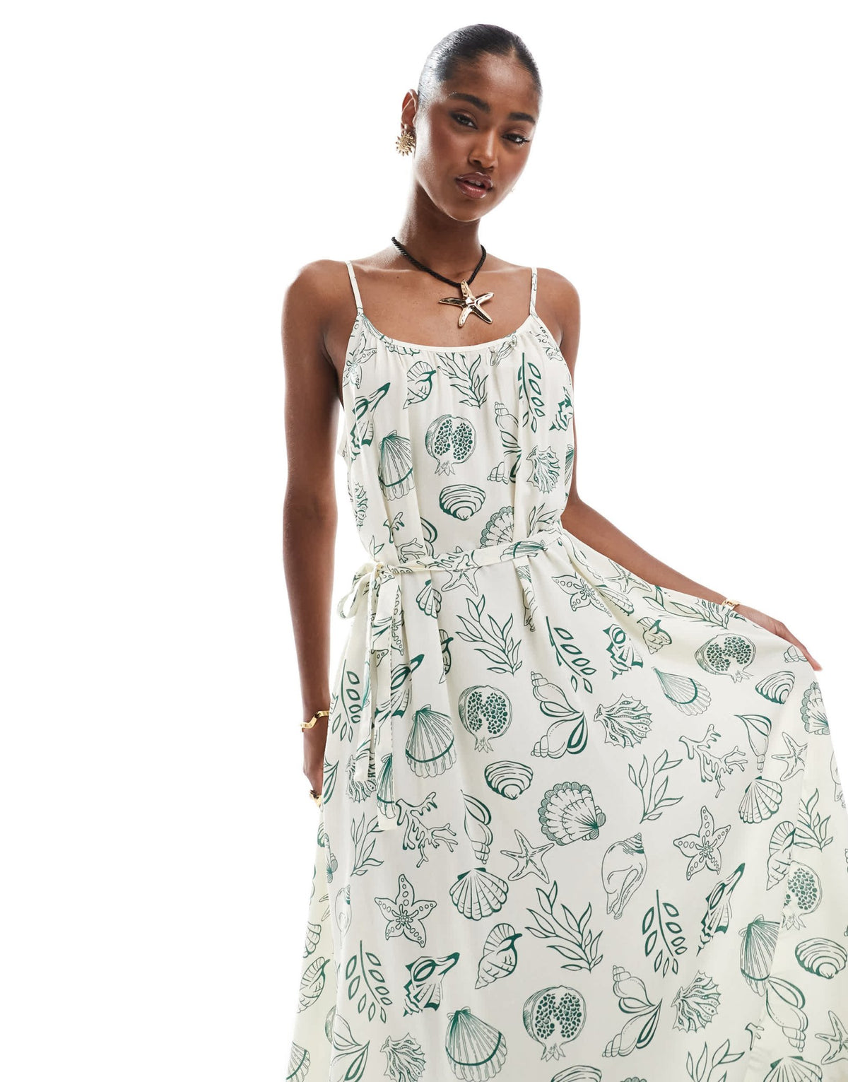 Vero Moda Easy cami ankle dress in conversational sea print - ASOS Sample Sale