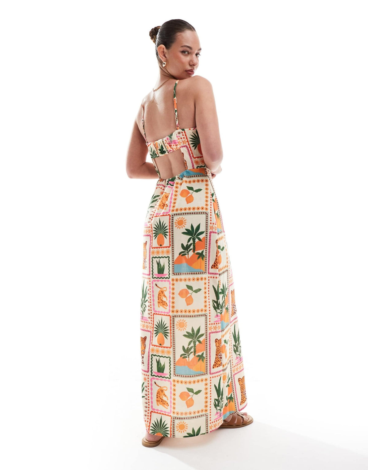 Vero Moda halter maxi dress in tropical postcard print - ASOS Sample Sale