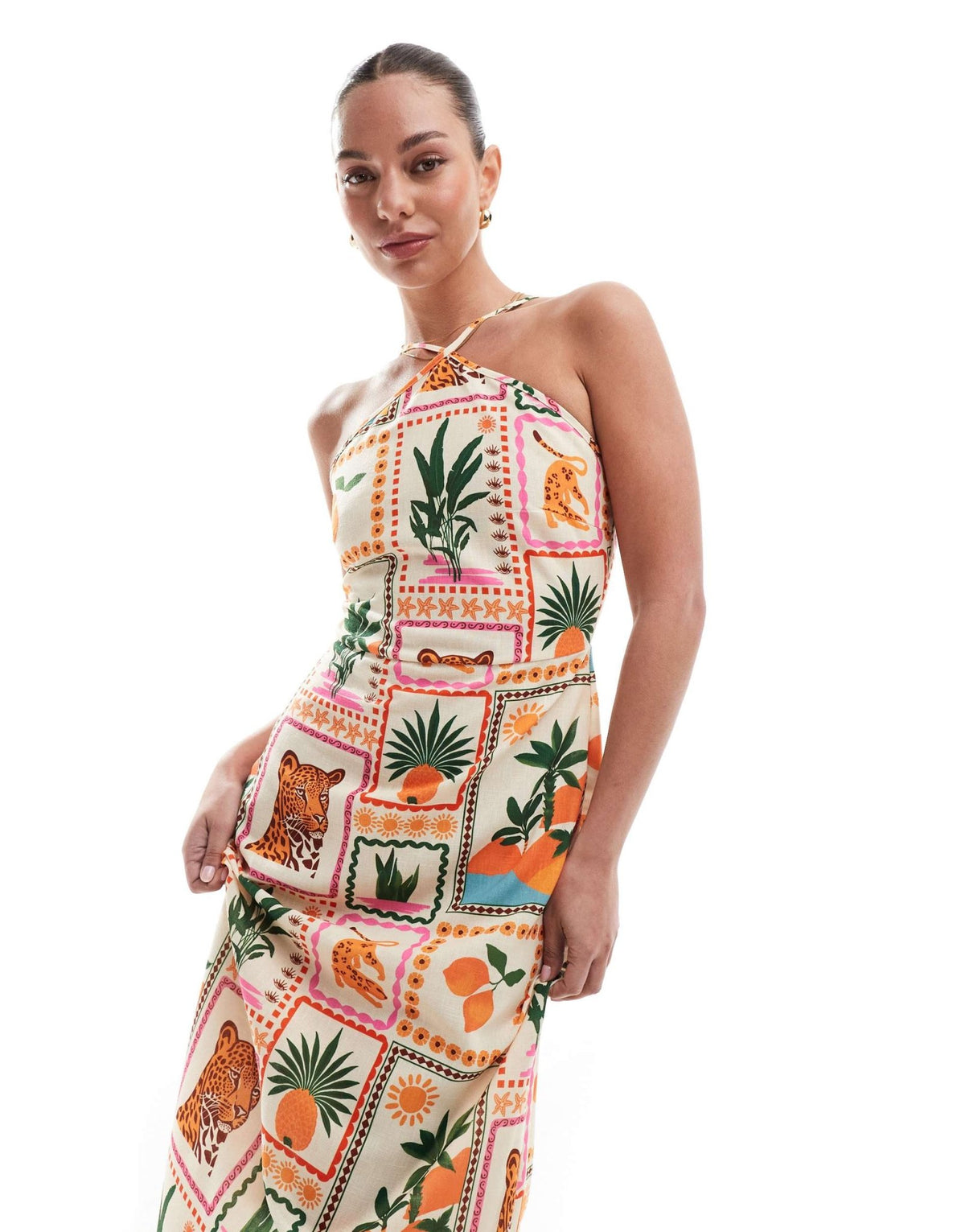 Vero Moda halter maxi dress in tropical postcard print - ASOS Sample Sale
